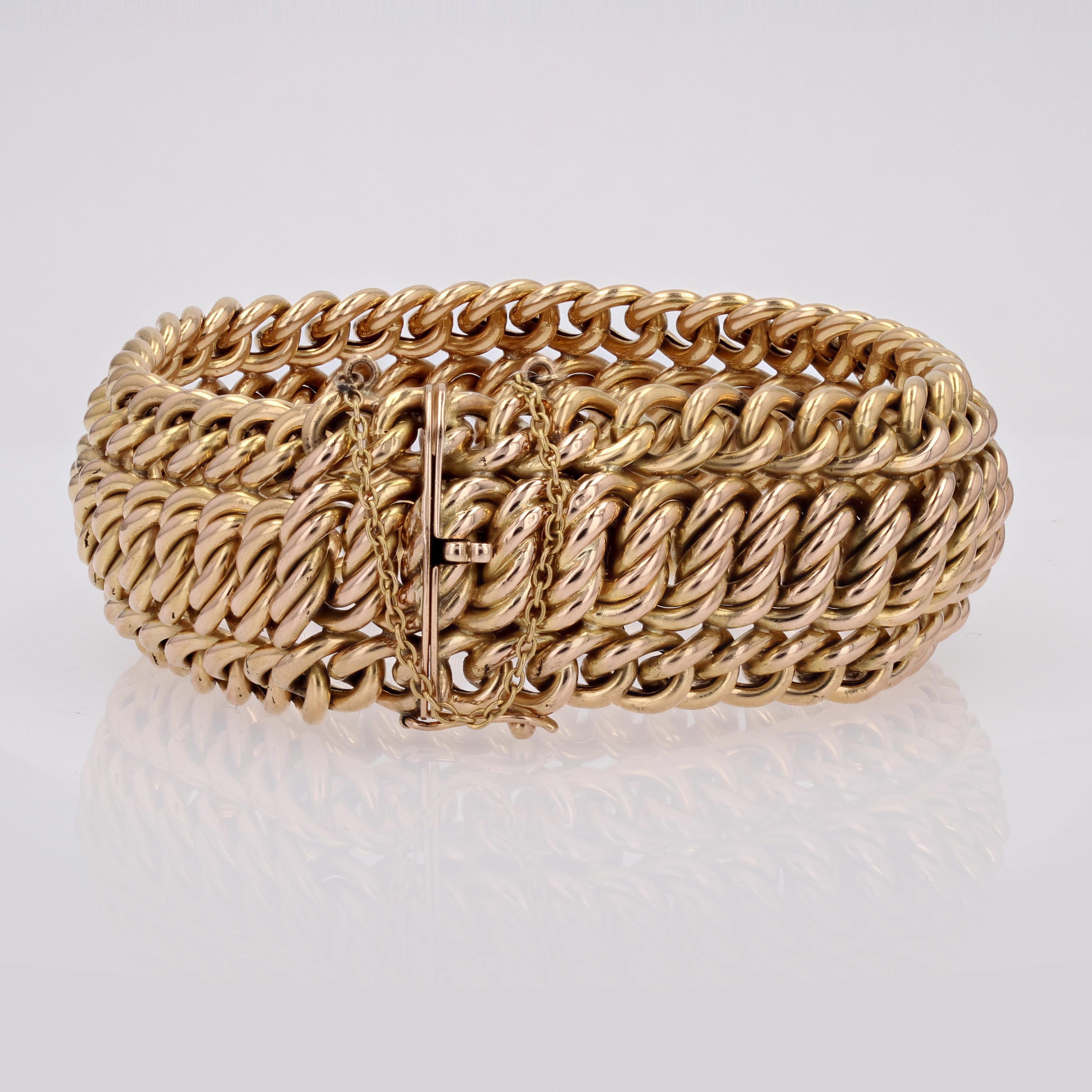 1960er Jahre 18 Karat Gelbgold Flexibles großes Retro-Armband 4