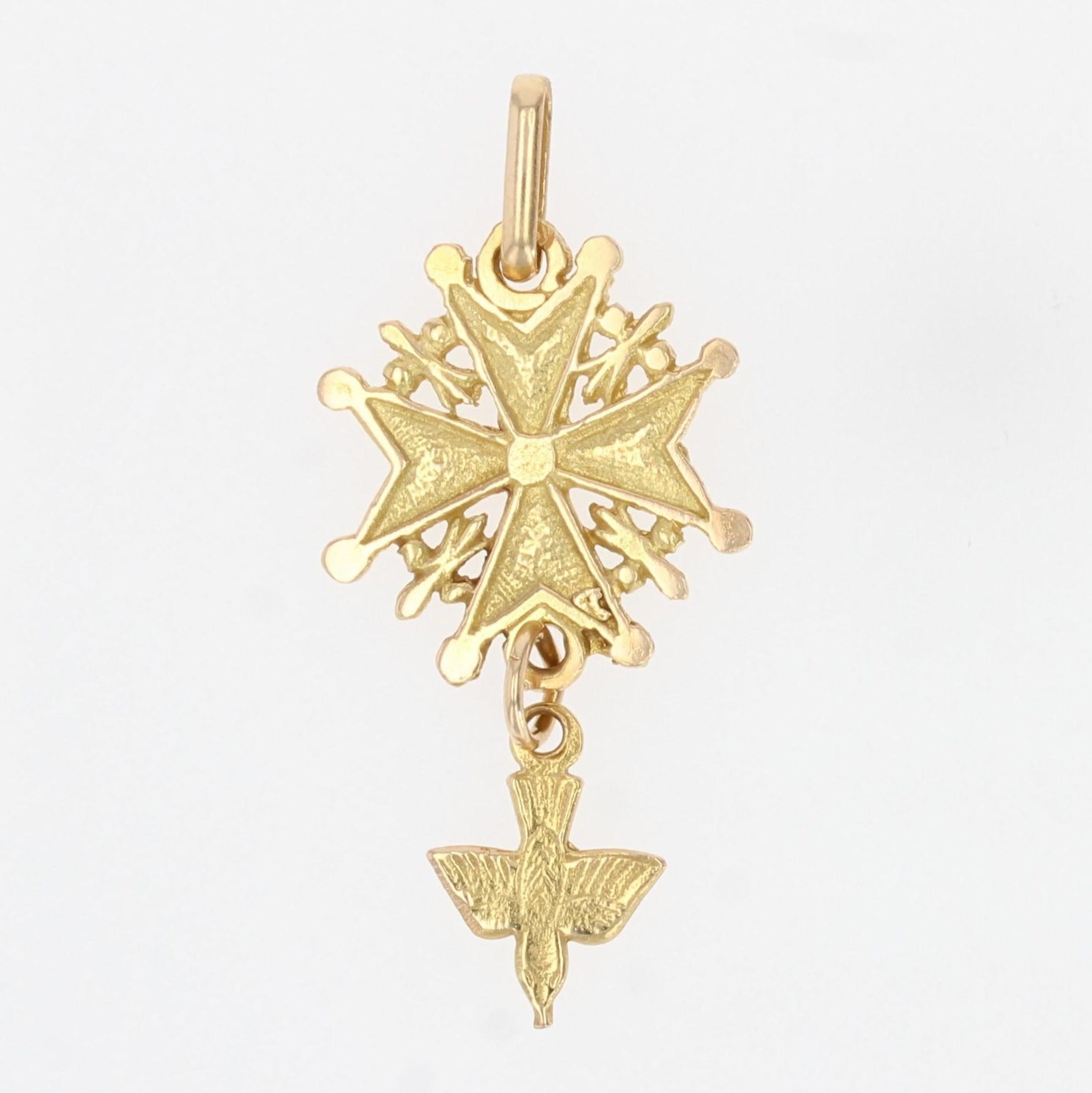 Pendentif Saint-Esprit en or jaune 18 carats des années 1960 Pour femmes en vente