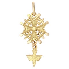 Pendentif Saint-Esprit en or jaune 18 carats des années 1960