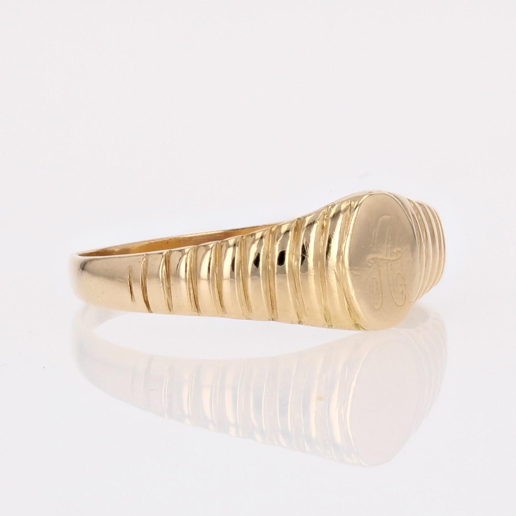 Women's 1960s 18 Karat Yellow Gold Letter A Fine Ladies Signet Ring