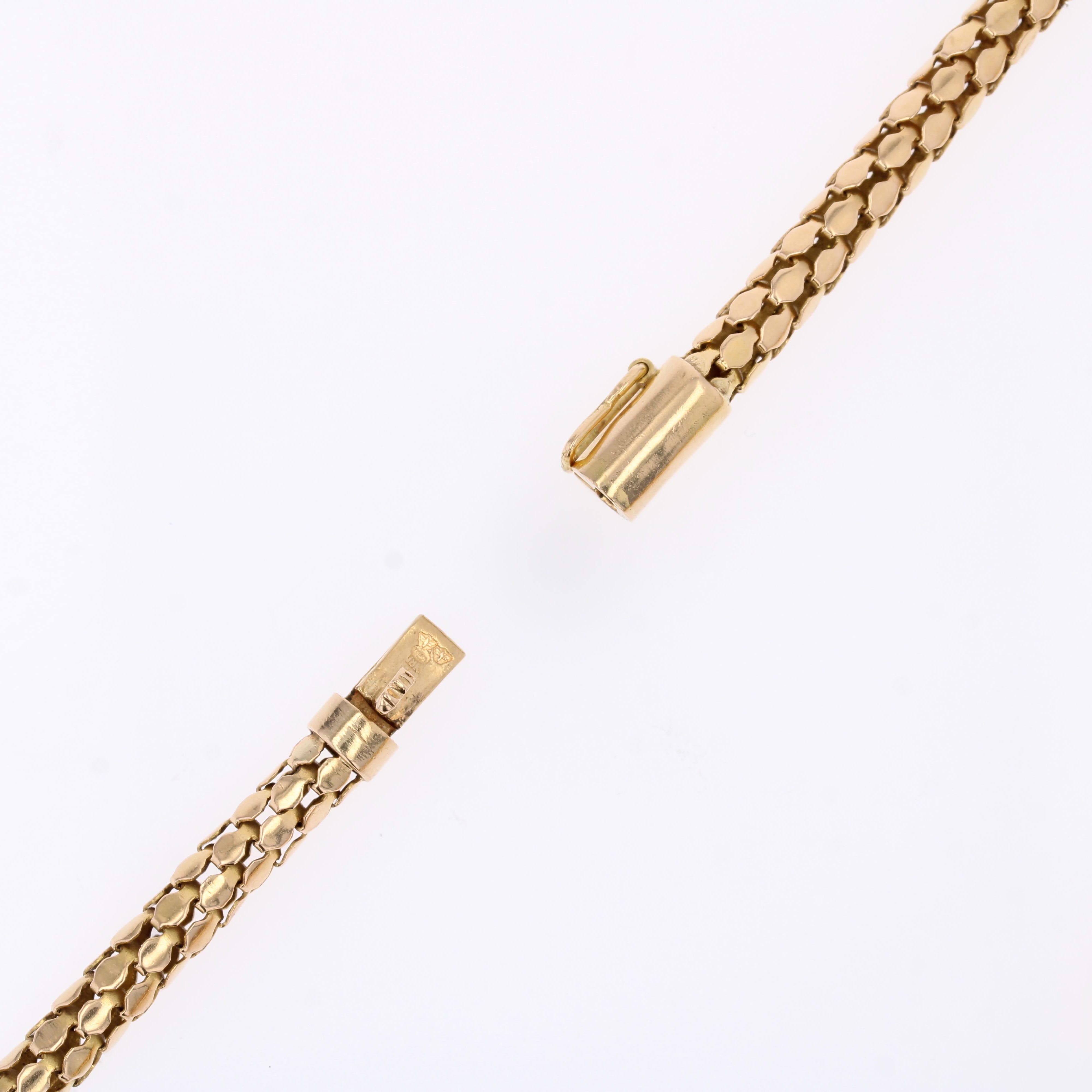 1960s 18 Karat Yellow Gold Orvet Mesh and Tassels Necklace For Sale 8