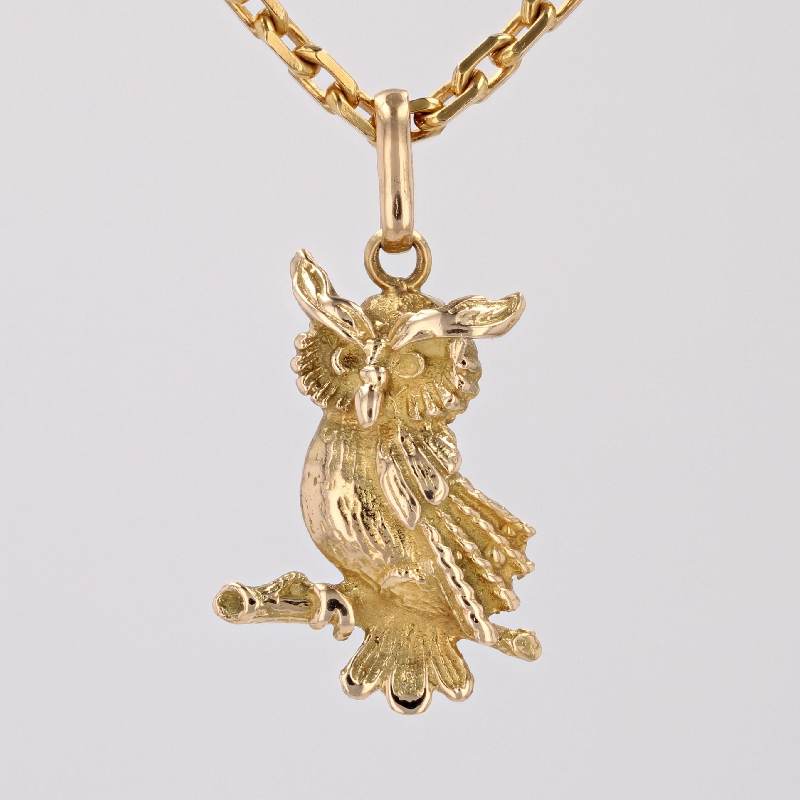 Women's 1960s 18 Karat Yellow Gold Owl Pendant