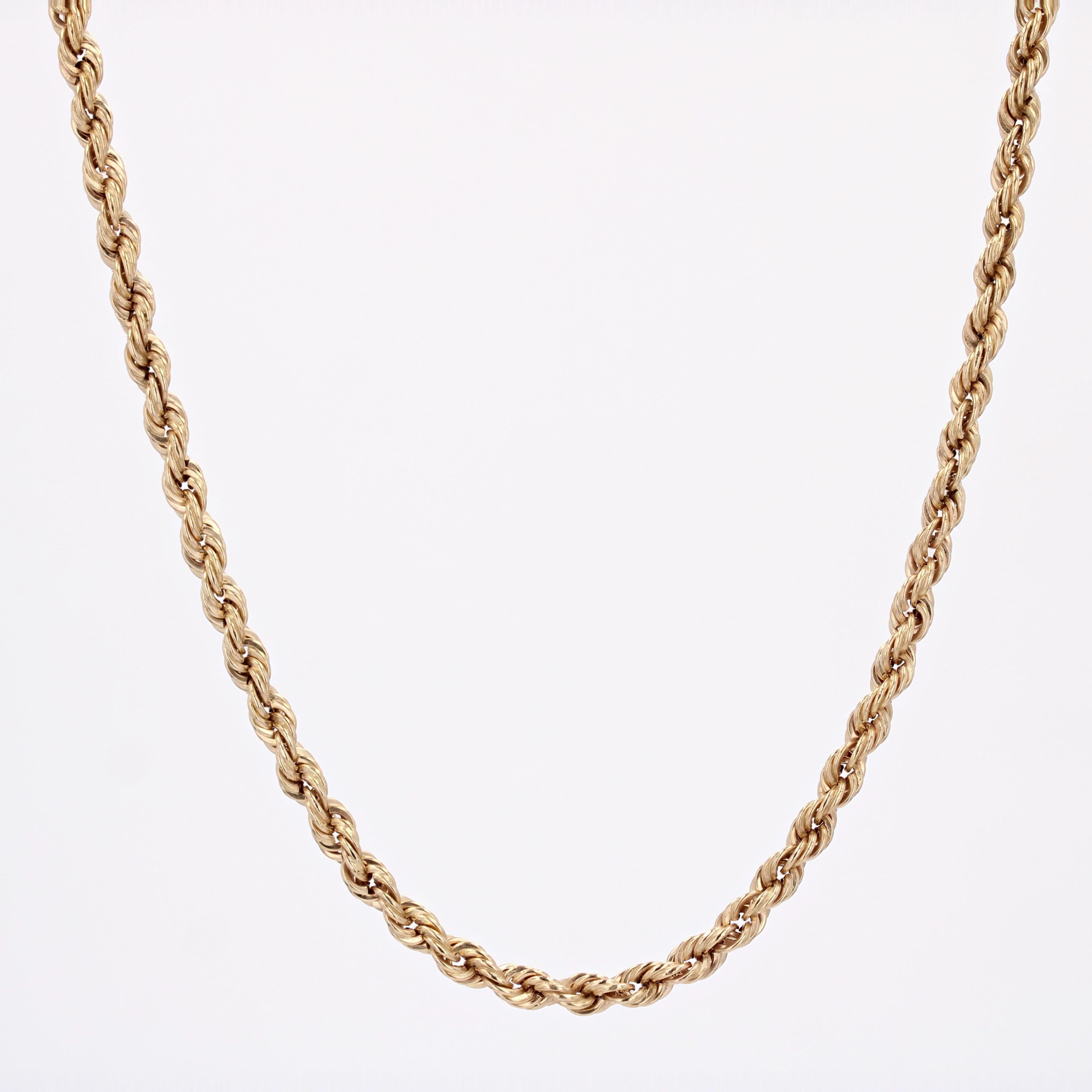 1960s 18 Karat Yellow Gold Retro Twisted Chain Long Necklace For Sale 11