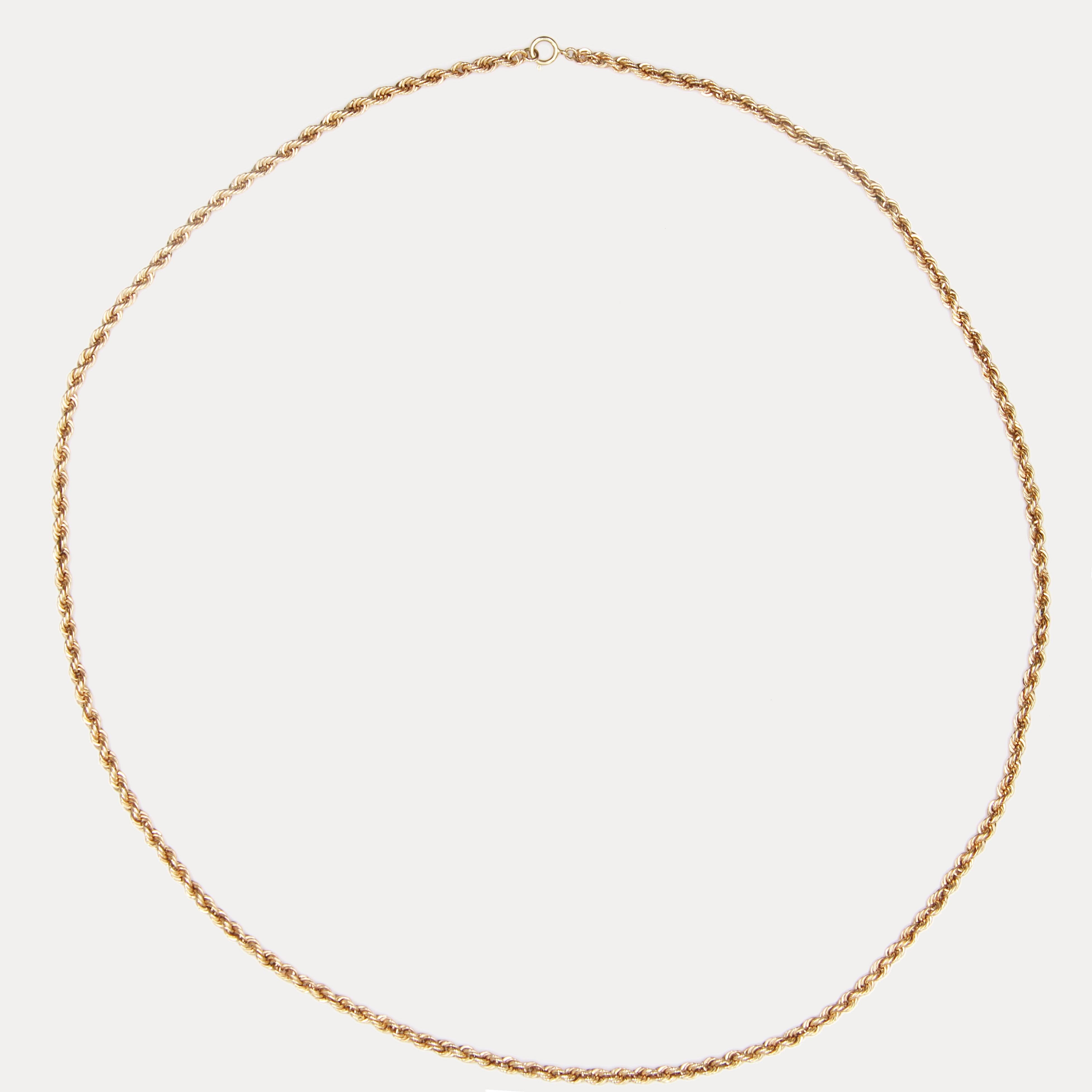 Women's 1960s 18 Karat Yellow Gold Retro Twisted Chain Long Necklace For Sale