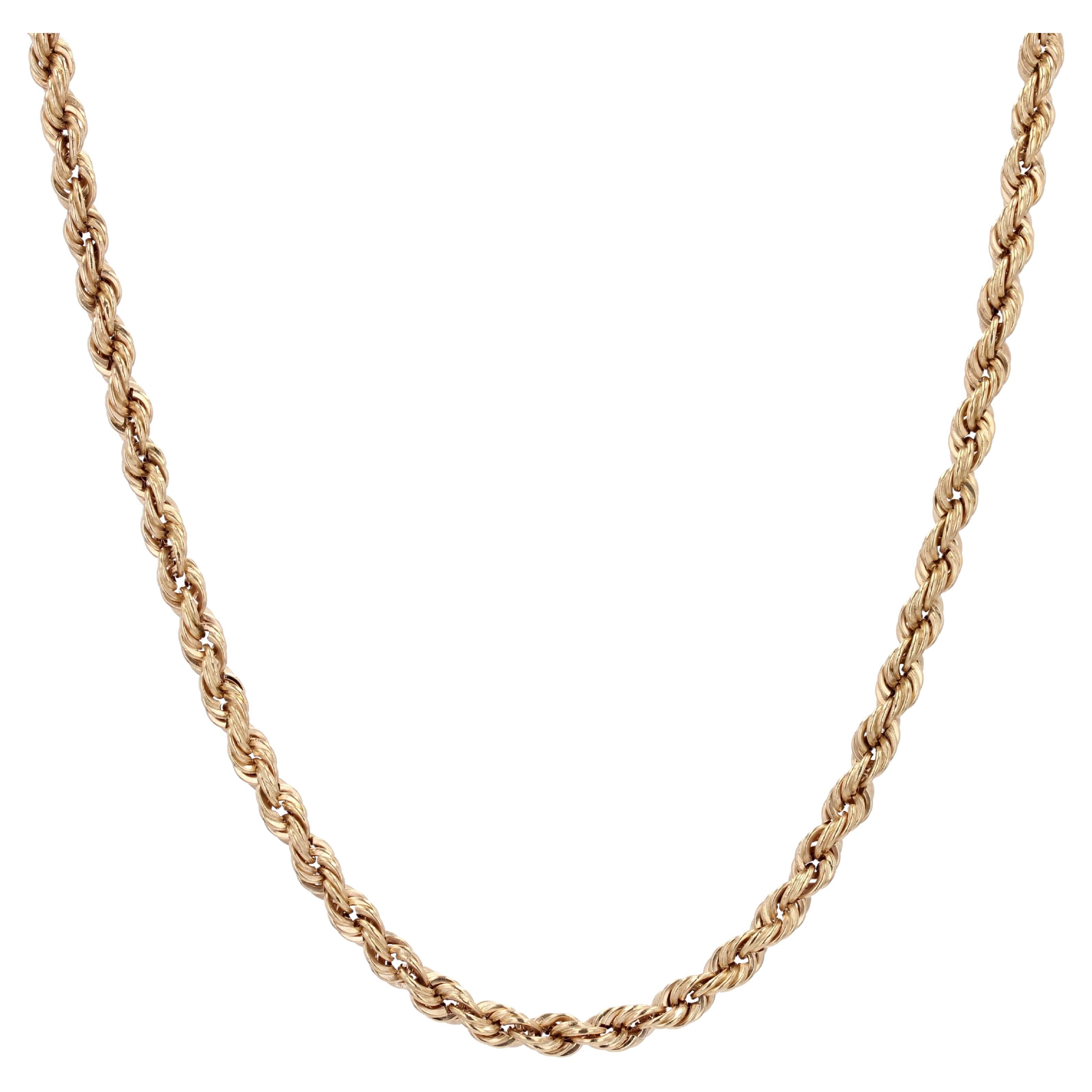 1960s 18 Karat Yellow Gold Retro Twisted Chain Long Necklace For Sale