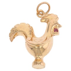 1960s 18 Karat Yellow Gold Rooster Charm Pendant