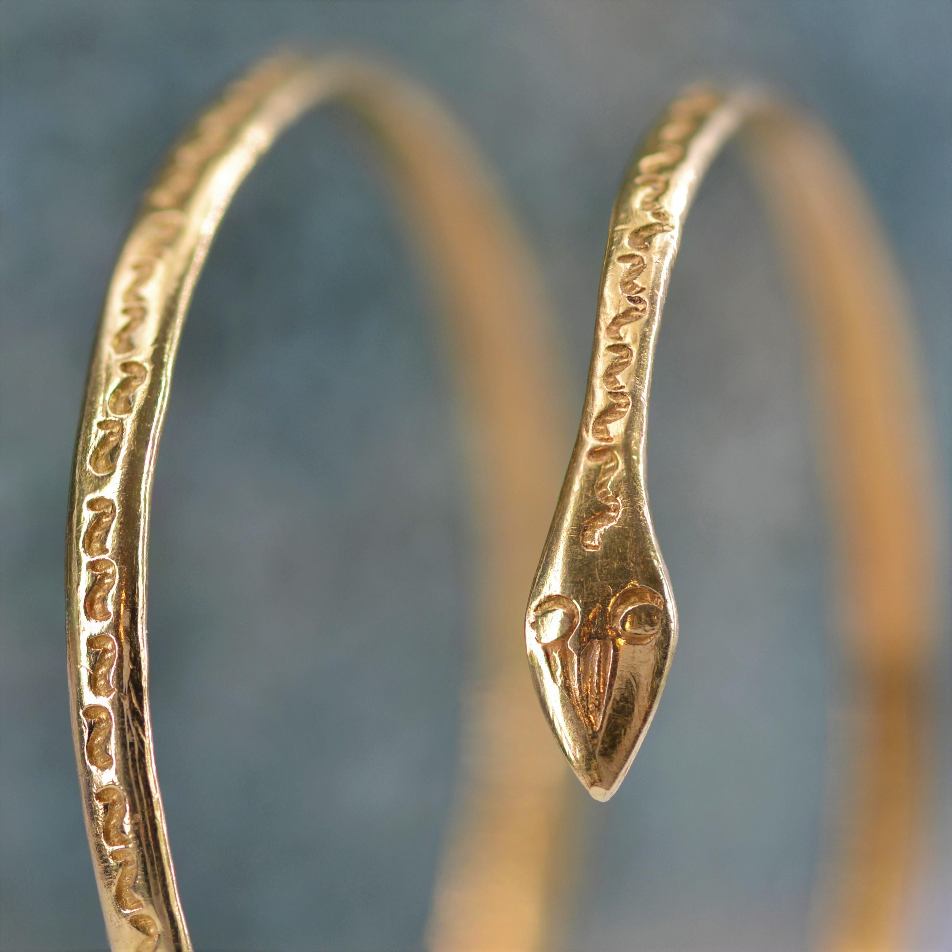 Bracelet serpent en or jaune 18 carats des années 1960 en vente 1