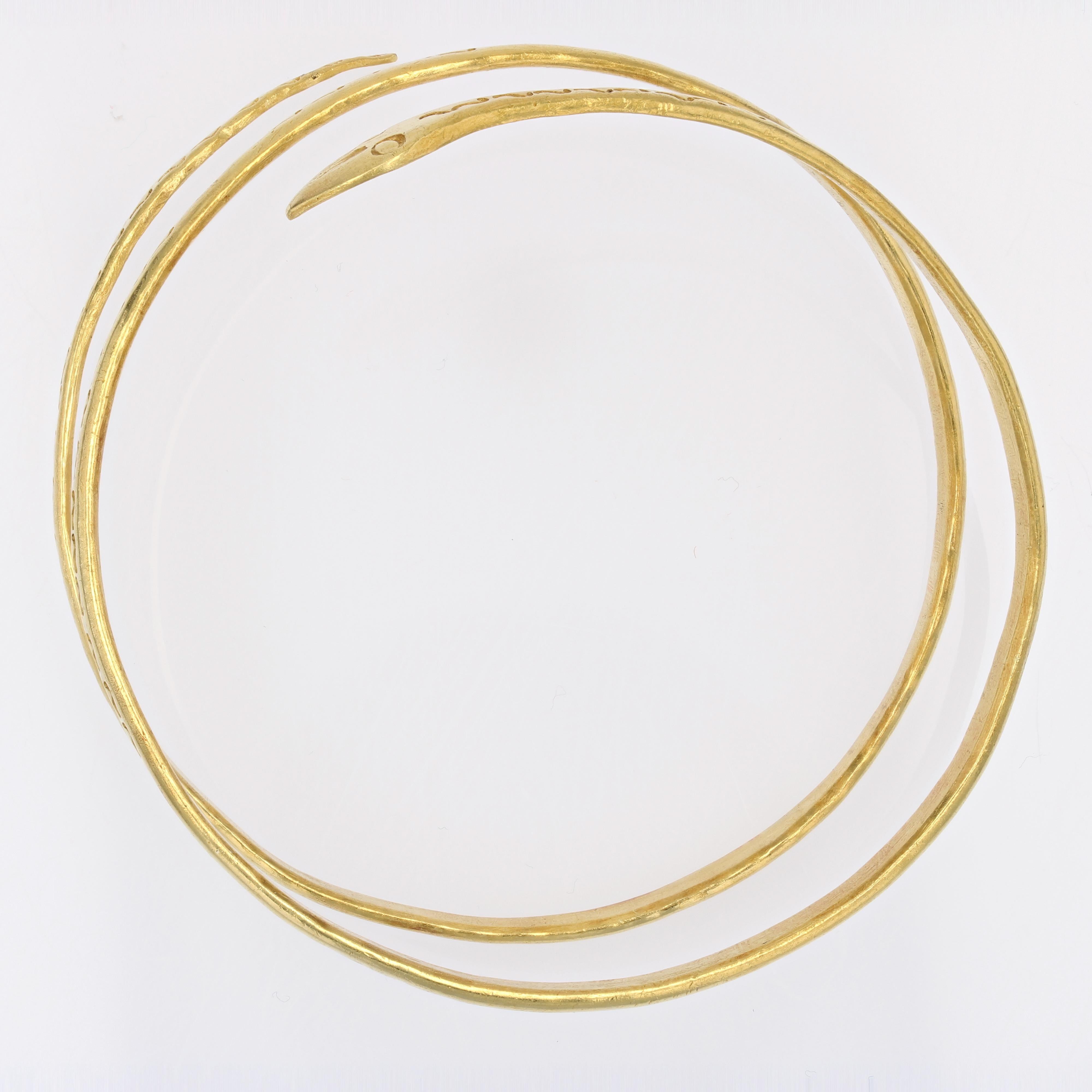 Bracelet serpent en or jaune 18 carats des années 1960 en vente 4