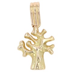 1960s 18 Karat Yellow Gold Tree Charm Pendant