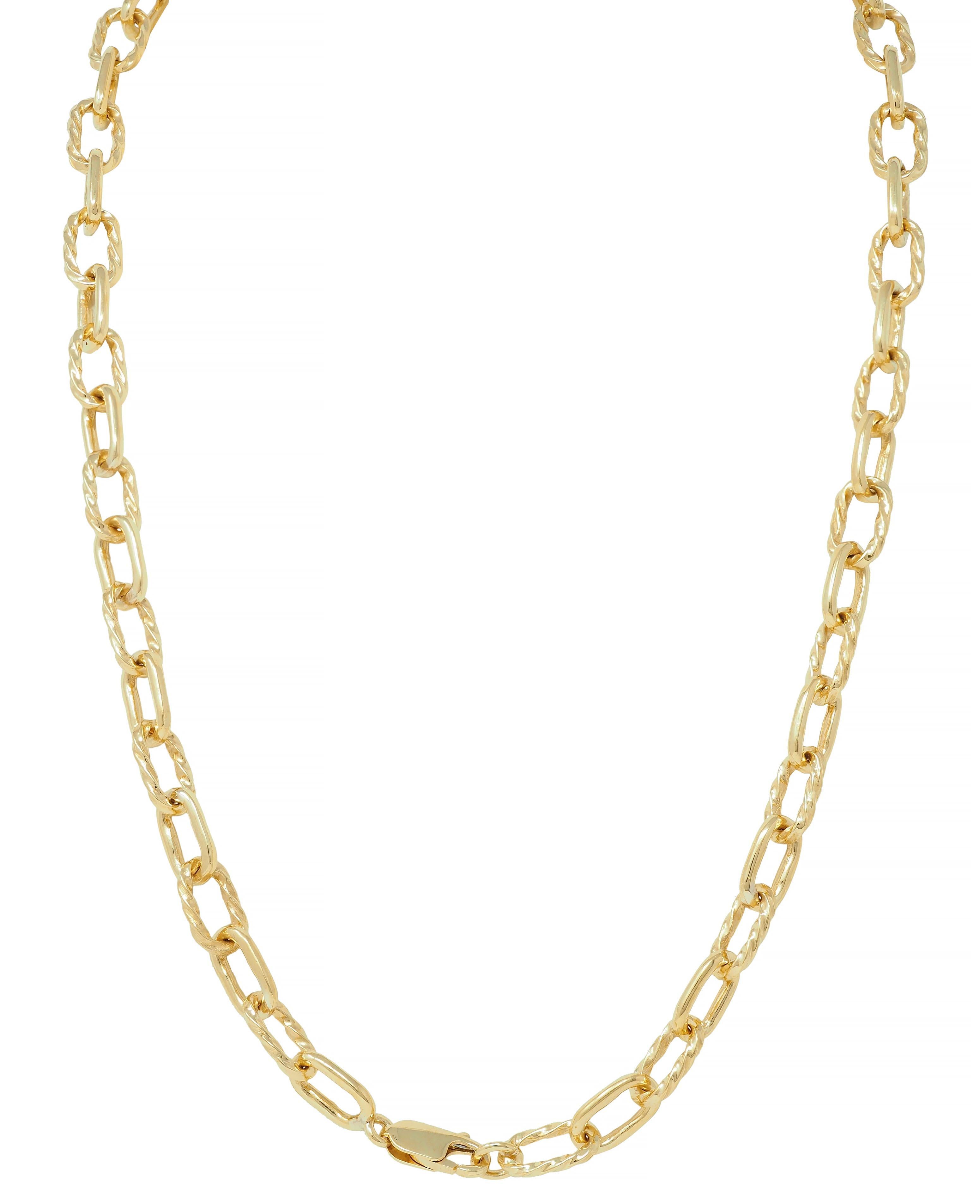 1960's 18 Karat Yellow Gold Twisted Cable Link Vintage Chain Necklace For Sale 3