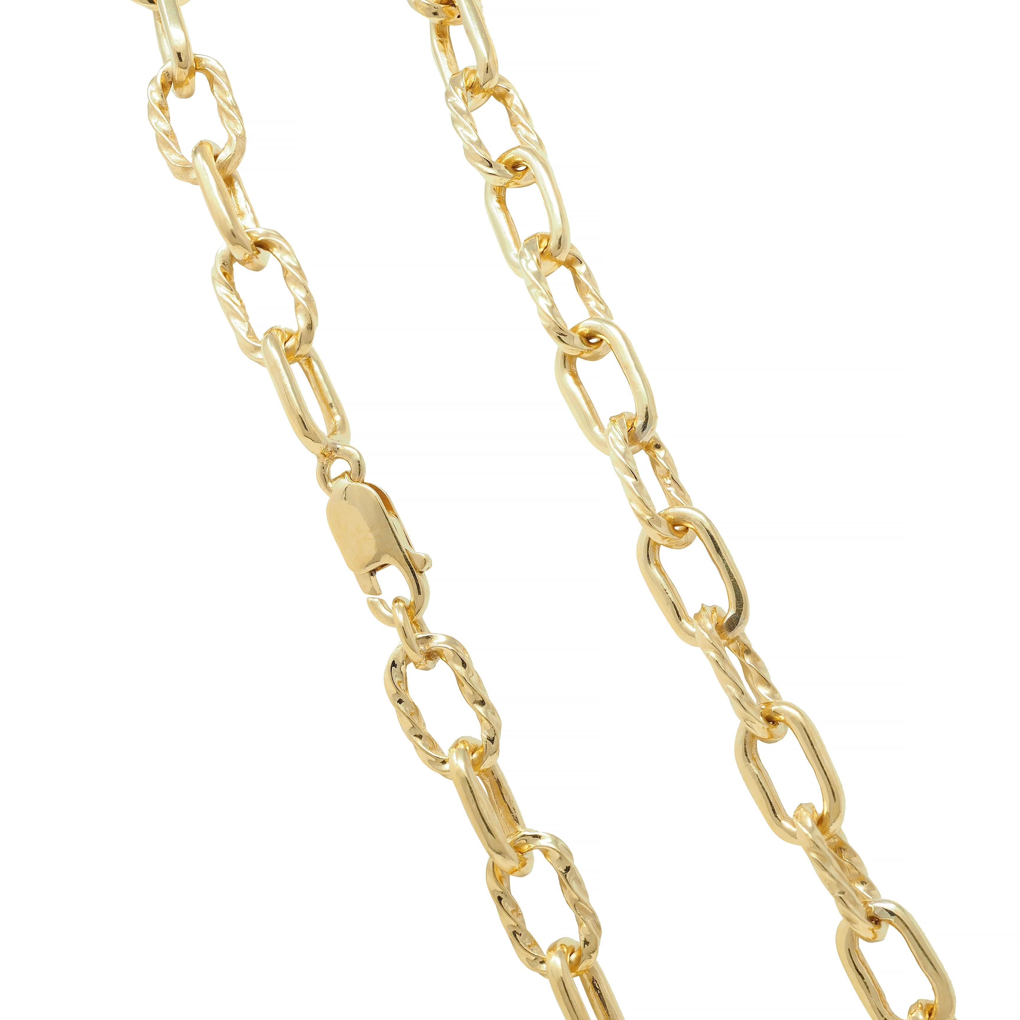 1960's 18 Karat Yellow Gold Twisted Cable Link Vintage Chain Necklace For Sale 4