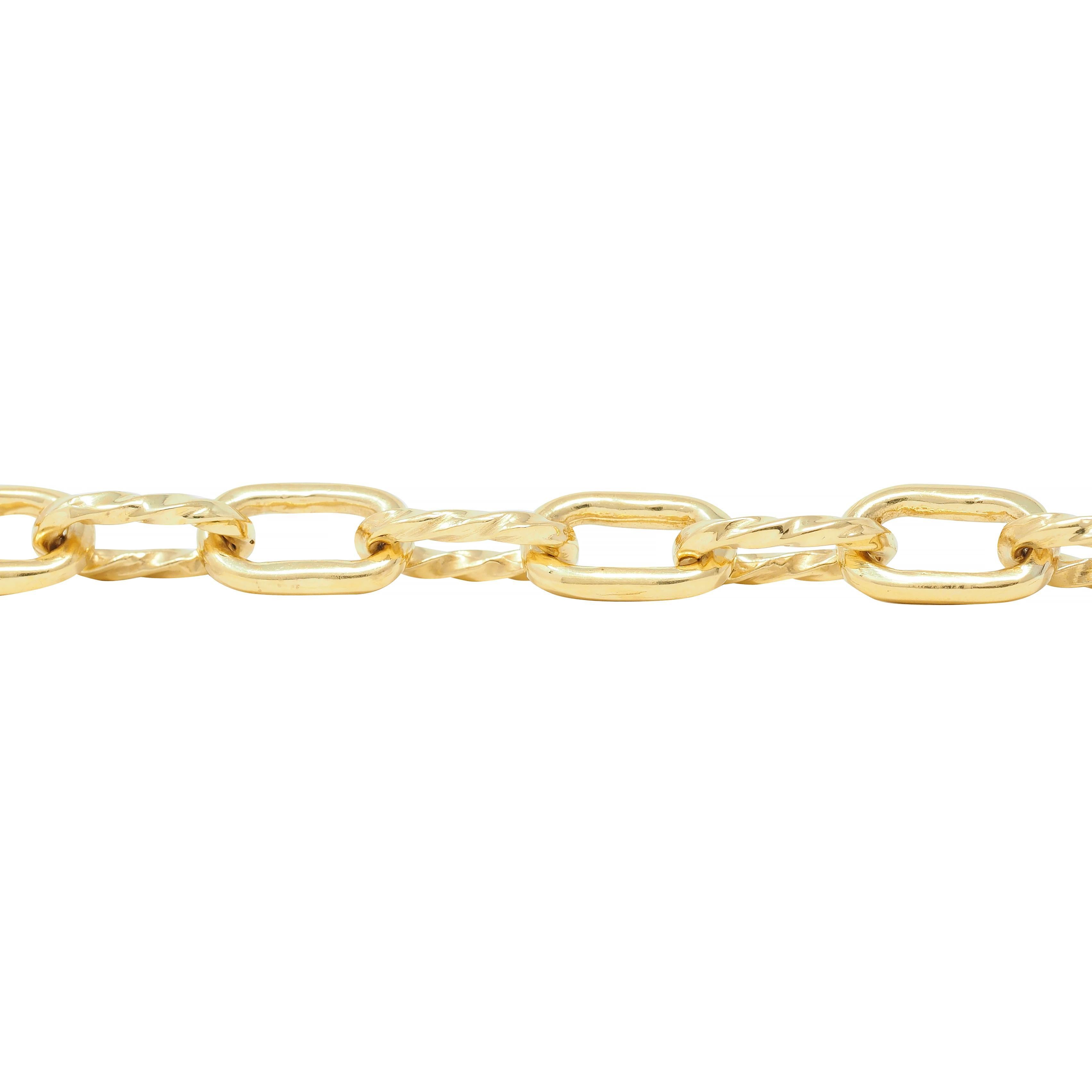 1960's 18 Karat Yellow Gold Twisted Cable Link Vintage Chain Necklace For Sale 6