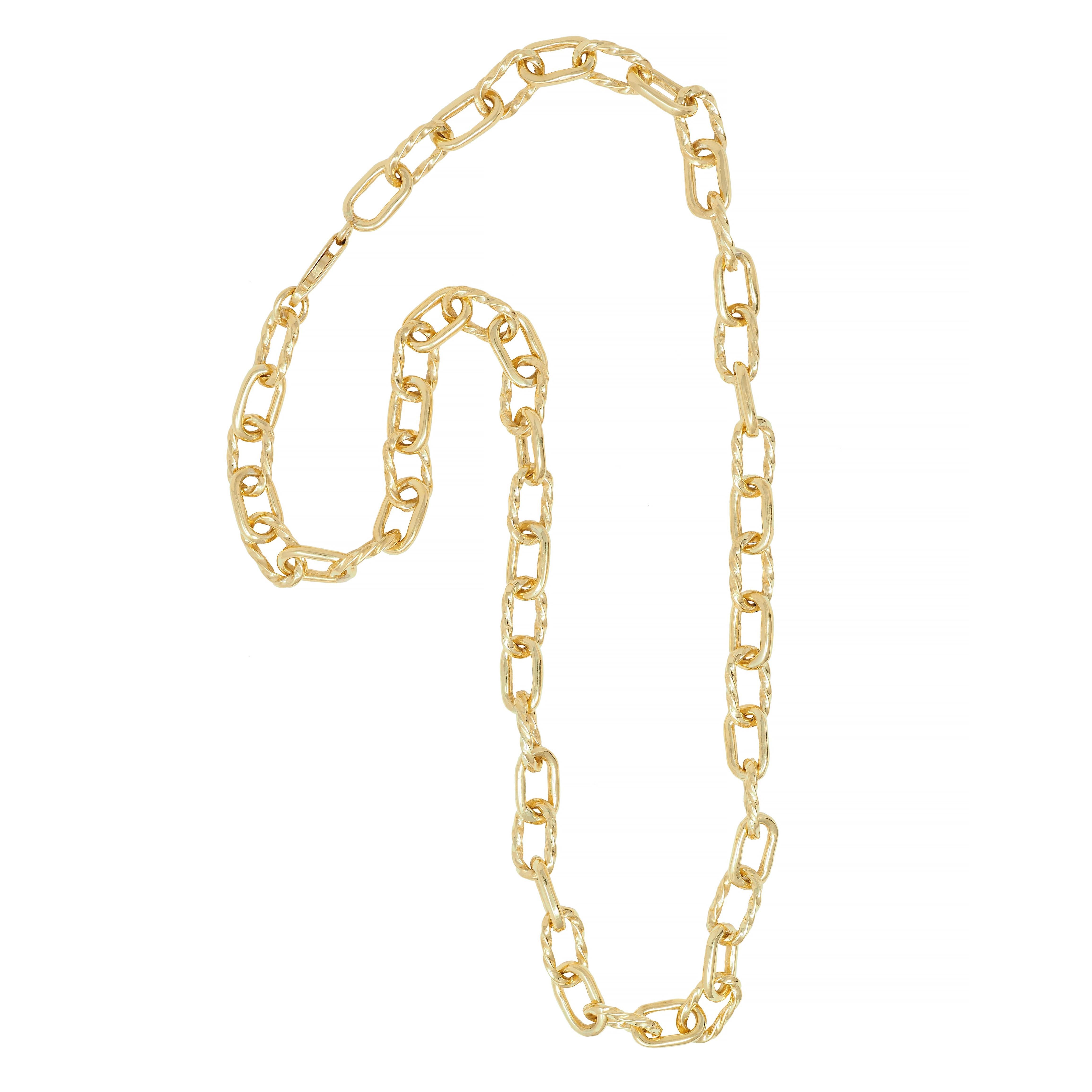1960's 18 Karat Yellow Gold Twisted Cable Link Vintage Chain Necklace For Sale 7