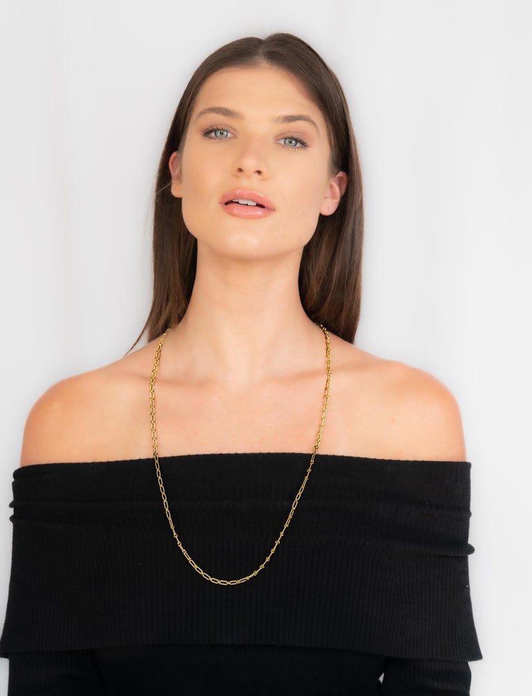 1960's 18 Karat Yellow Gold Twisted Rope X Vintage Paper Clip Chain