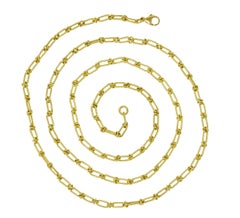 1960's 18 Karat Yellow Gold Twisted Rope X Vintage Paper Clip Chain Necklace