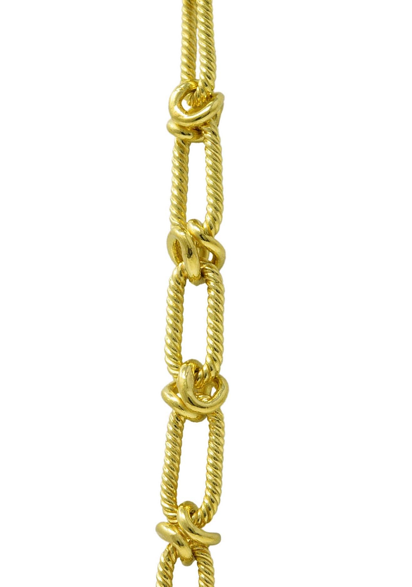 Women's or Men's 1960's 18 Karat Yellow Gold Twisted Rope X Vintage Paper Clip Chain Necklace