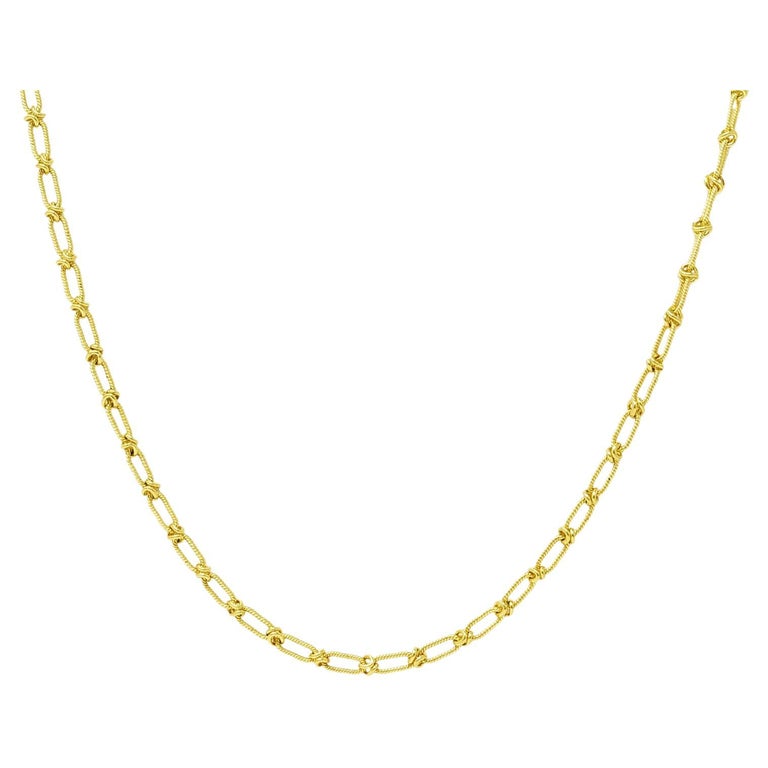 1960's 18 Karat Yellow Gold Twisted Rope X Vintage Paper Clip Chain