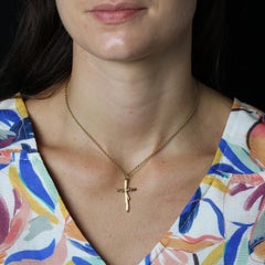 1960s 18 Karat Yellow Gold Vegetated Texture Cross Pendant