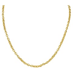1960's 18 Karat Yellow Gold Vintage Textured Cable Link Chain Necklace