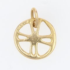 1960s, 18 Karat Yellow Gold Wheel Charm Pendant