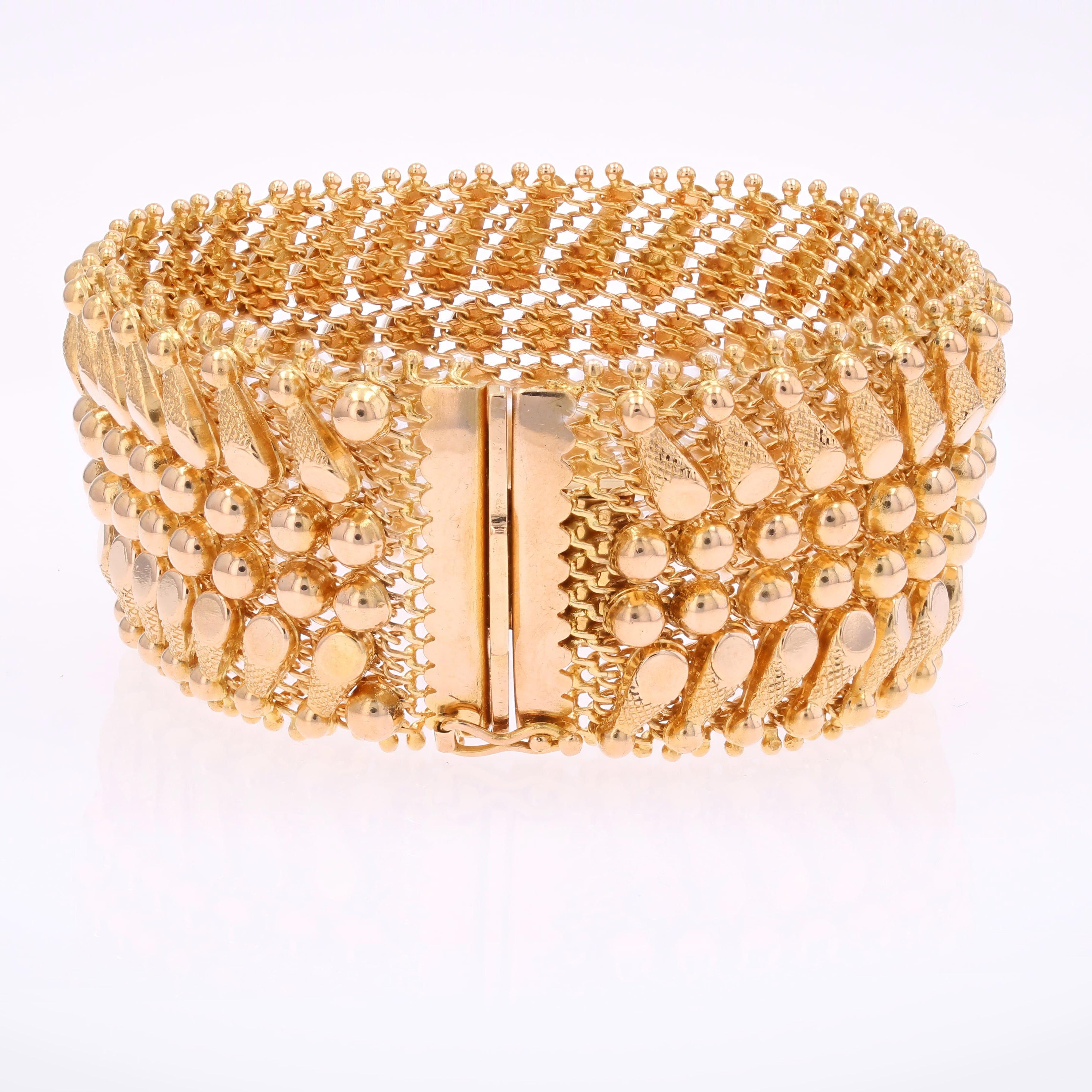 Bracelet souple en or jaune 18 carats des années 1960 Pour femmes en vente