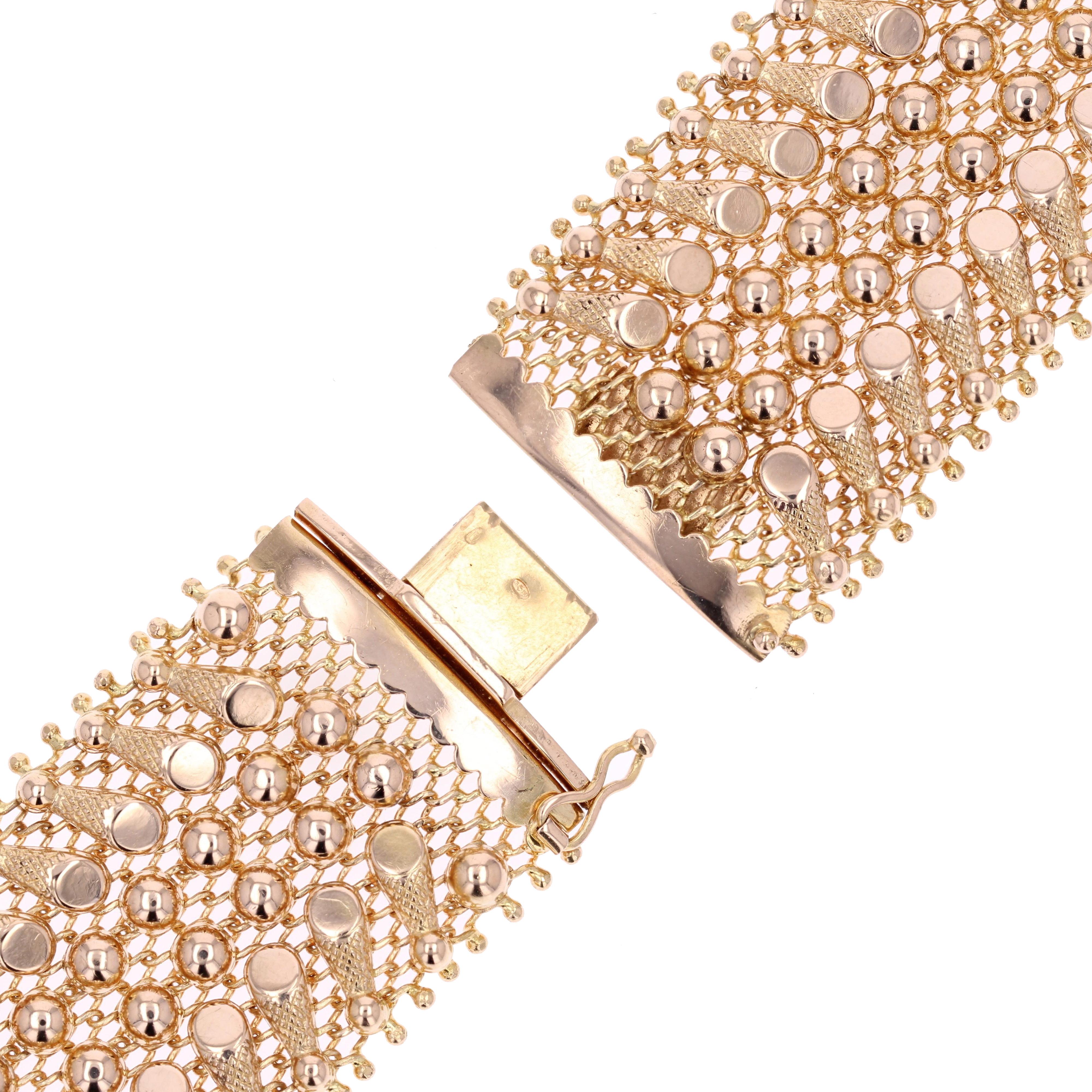 Bracelet souple en or jaune 18 carats des années 1960 en vente 3