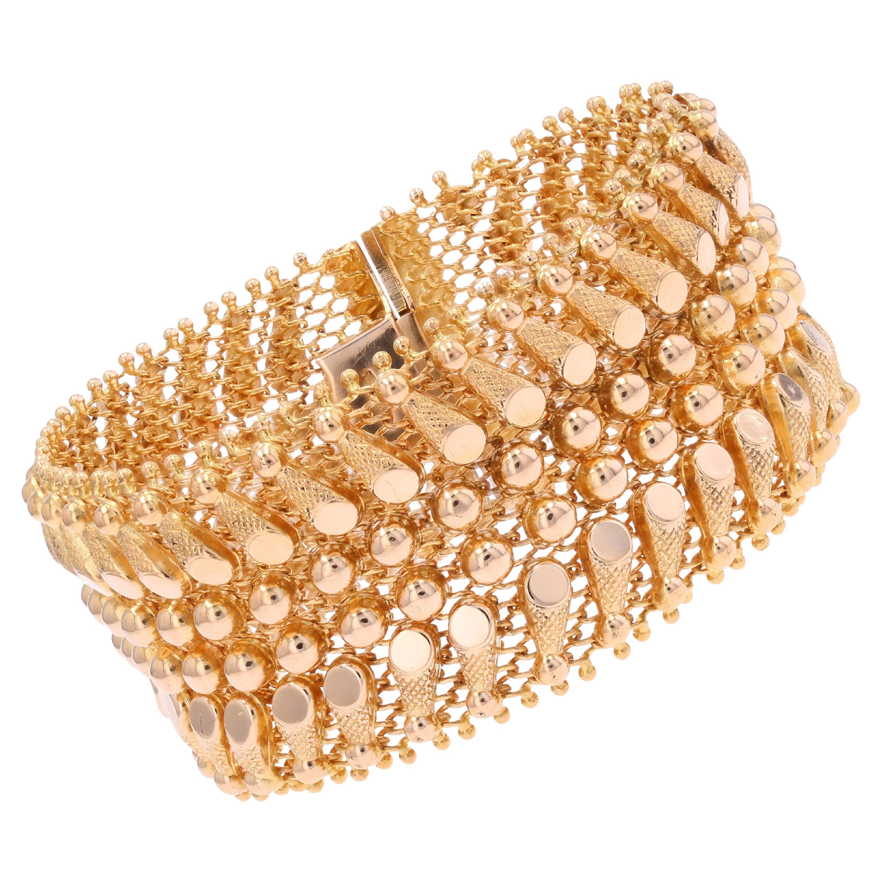 Bracelet souple en or jaune 18 carats des années 1960