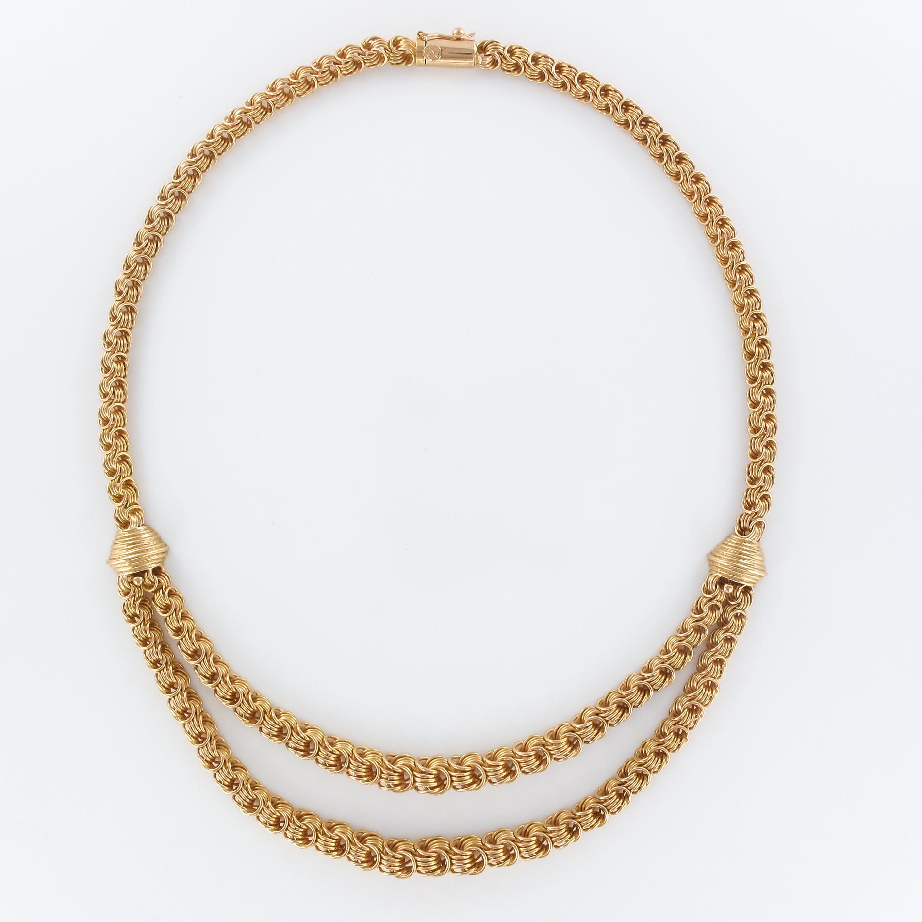 1960s 18 Karat Rose Gold Drapery Necklace For Sale 7