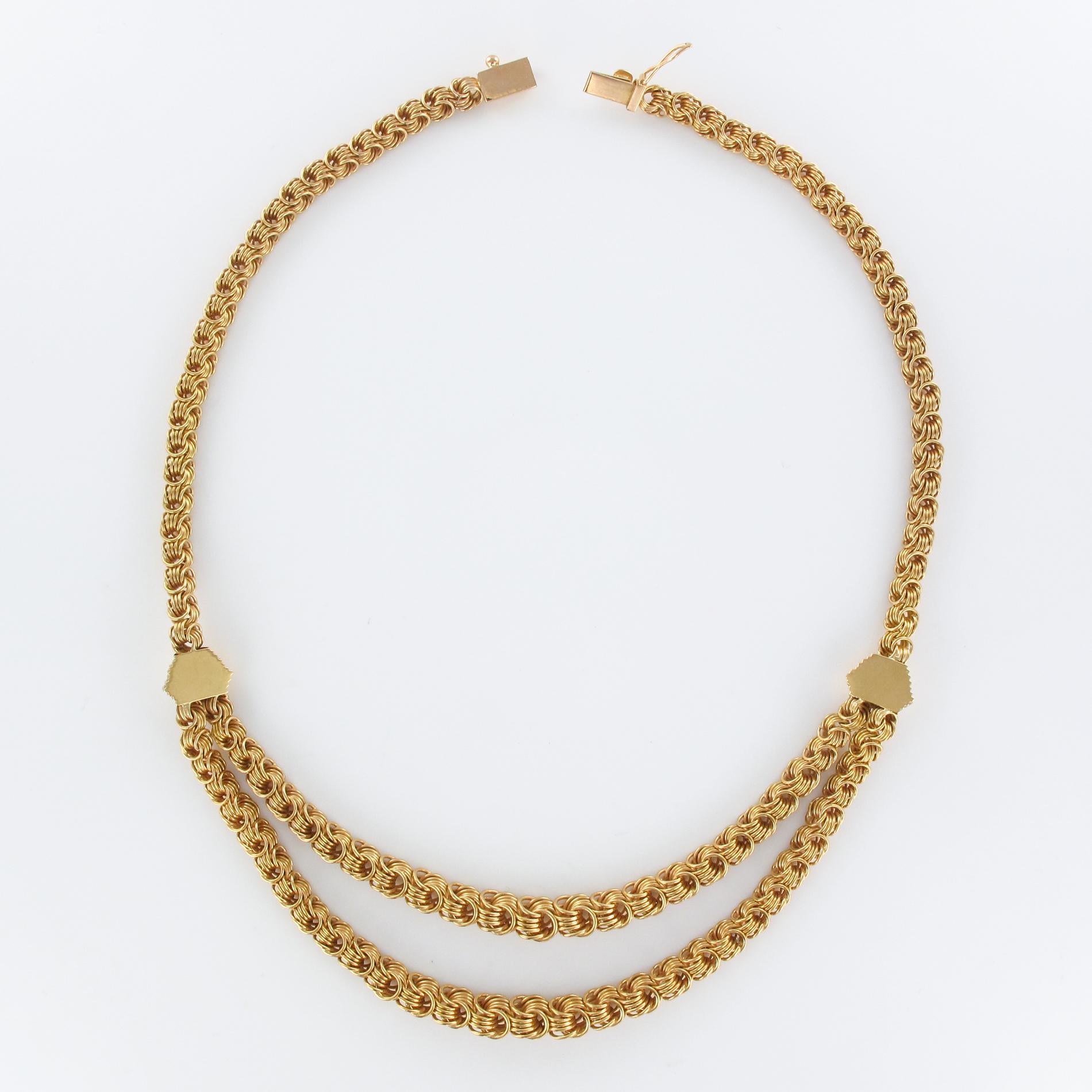 1960s 18 Karat Rose Gold Drapery Necklace For Sale 8