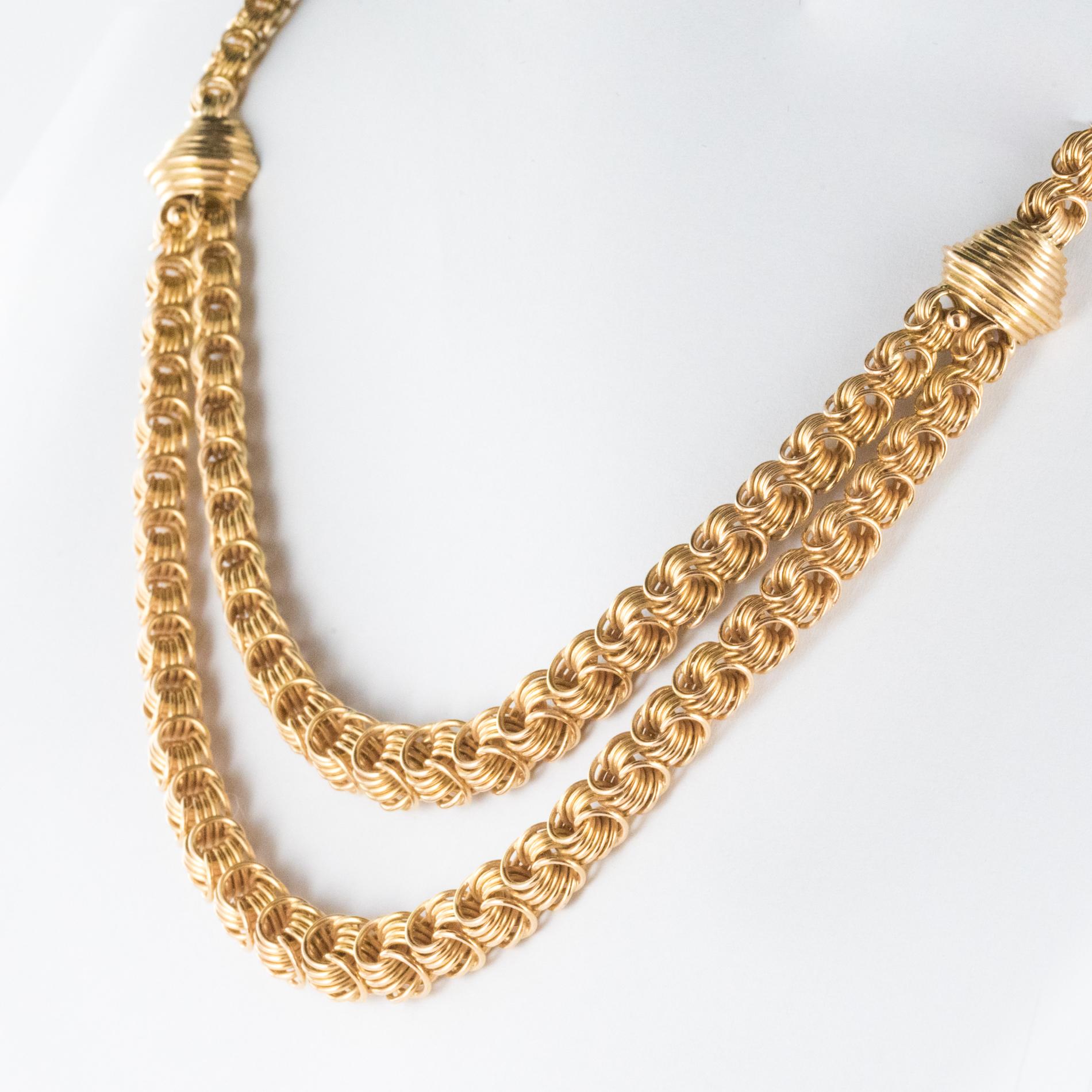 Retro 1960s 18 Karat Rose Gold Drapery Necklace For Sale