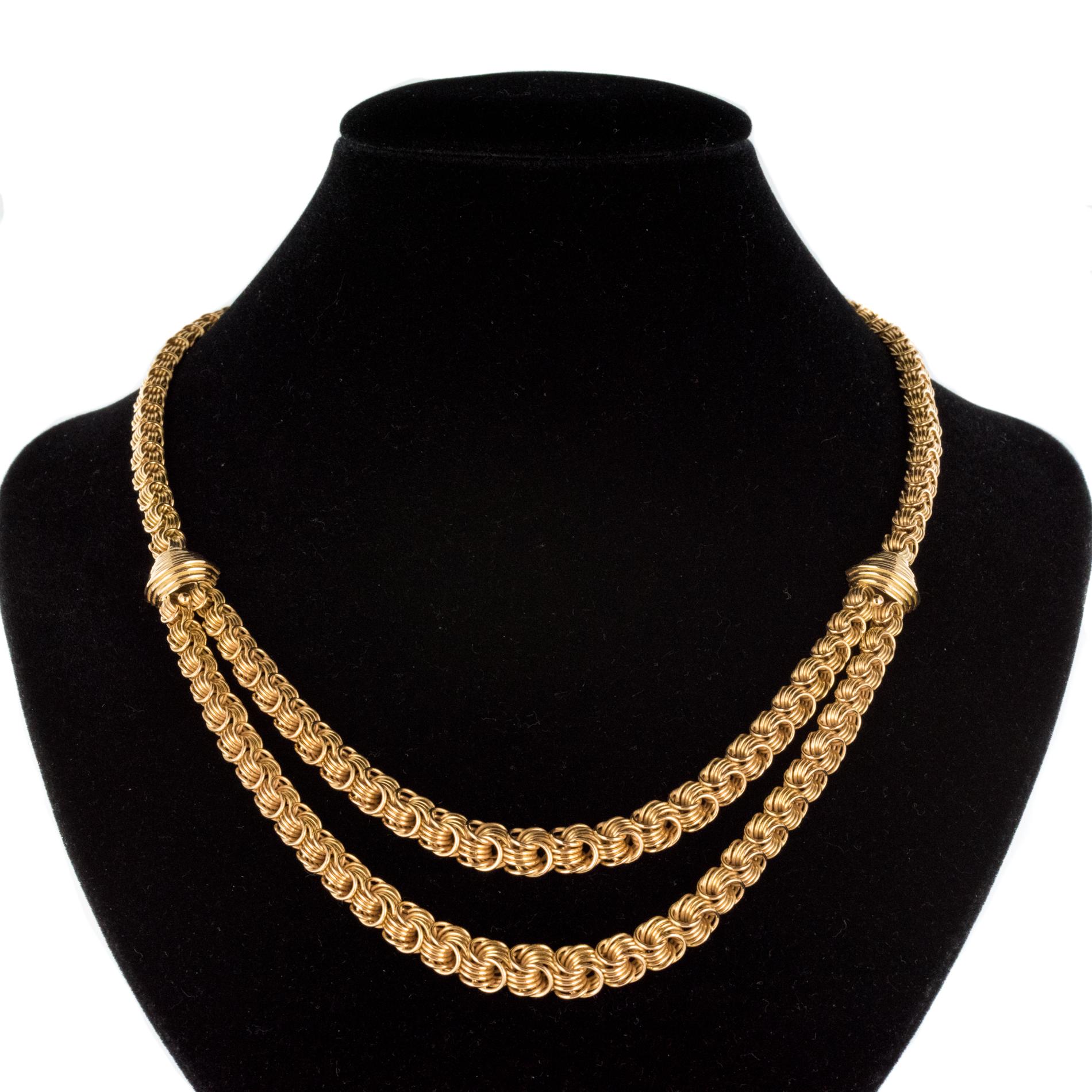 1960s 18 Karat Rose Gold Drapery Necklace For Sale 1