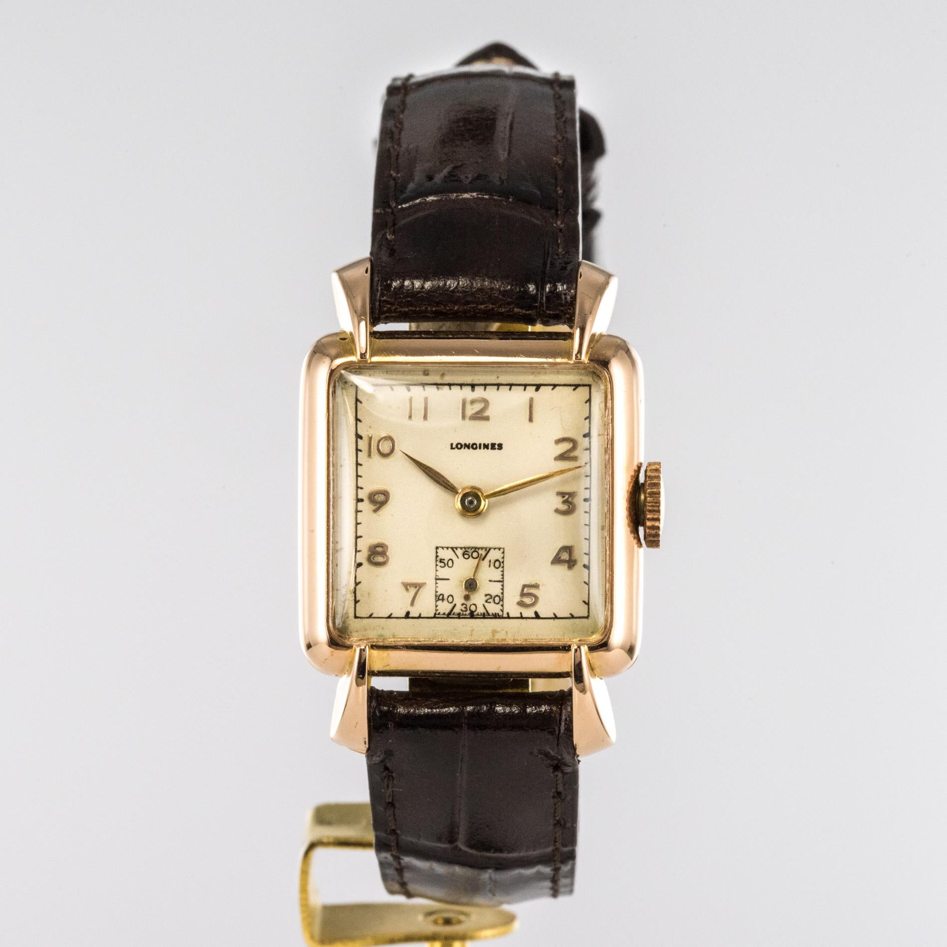 1960s 18 Karat Rose Gold Longines Ladies Wristwatch 5