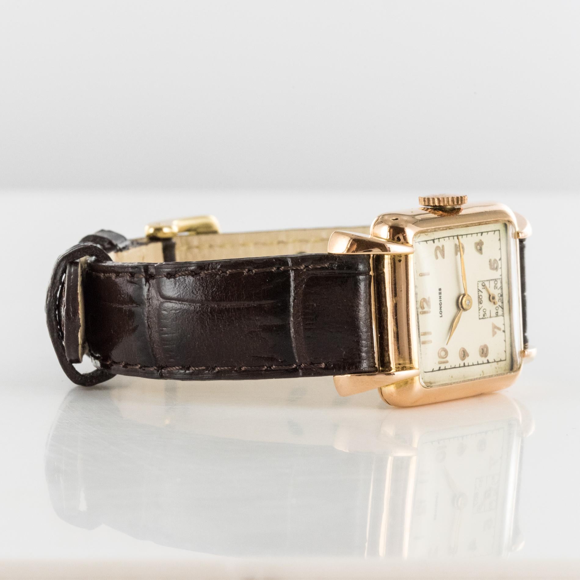 1960s 18 Karat Rose Gold Longines Ladies Wristwatch 8