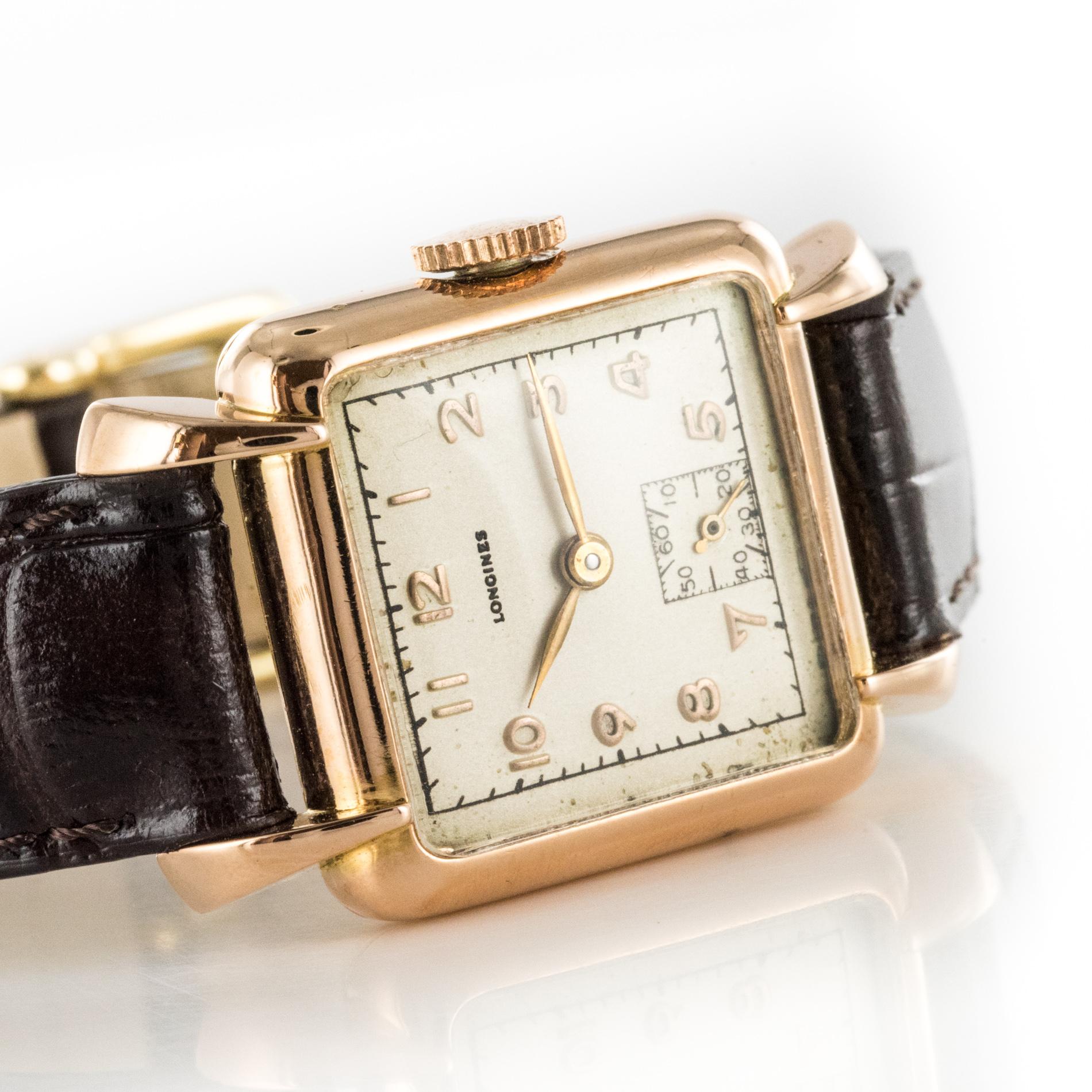 1960s 18 Karat Rose Gold Longines Ladies Wristwatch 9