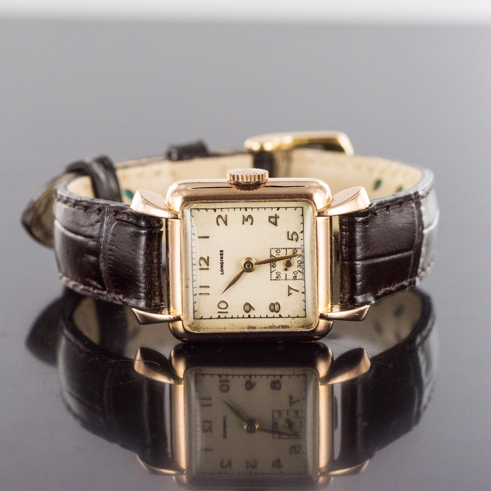 Retro 1960s 18 Karat Rose Gold Longines Ladies Wristwatch