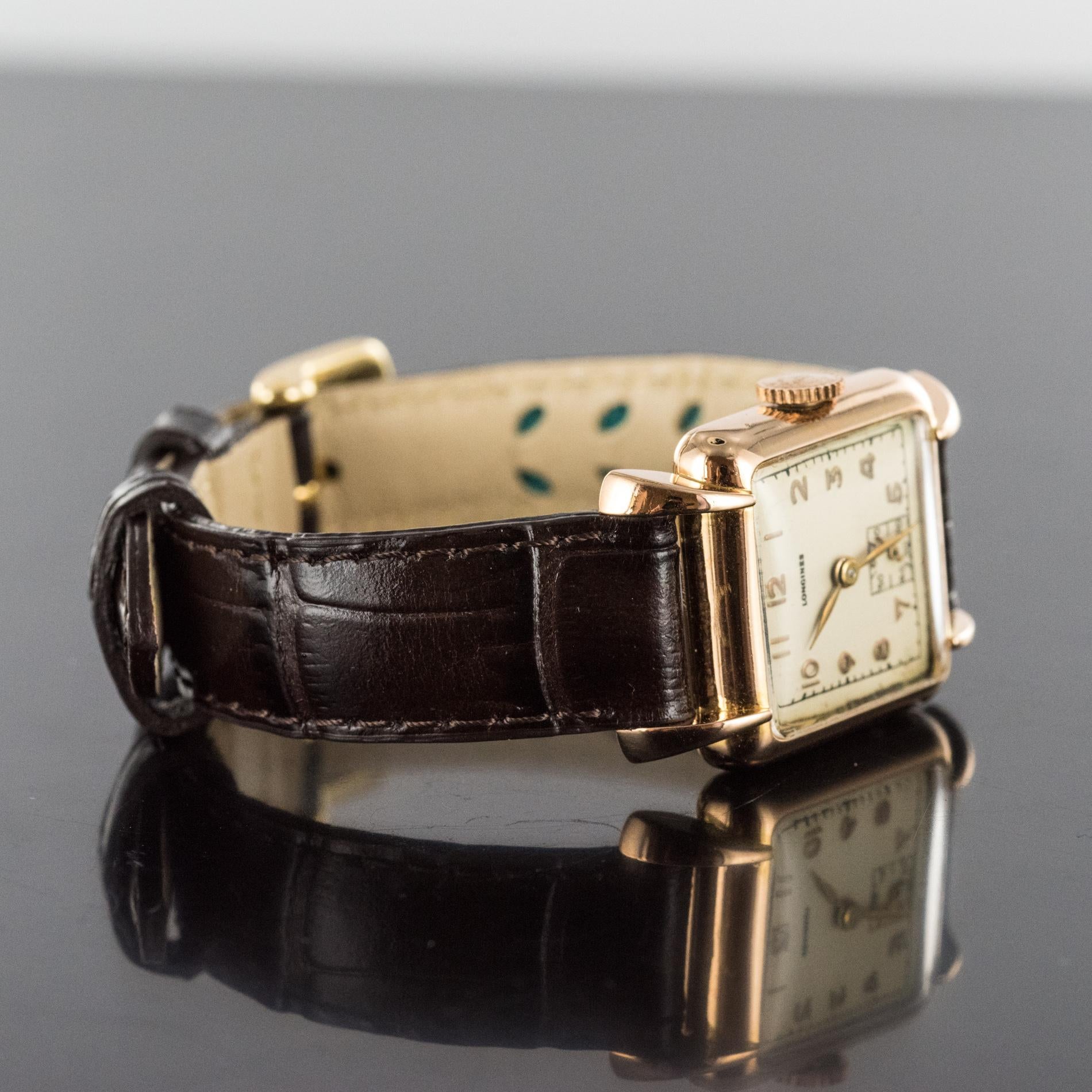 1960s 18 Karat Rose Gold Longines Ladies Wristwatch 3