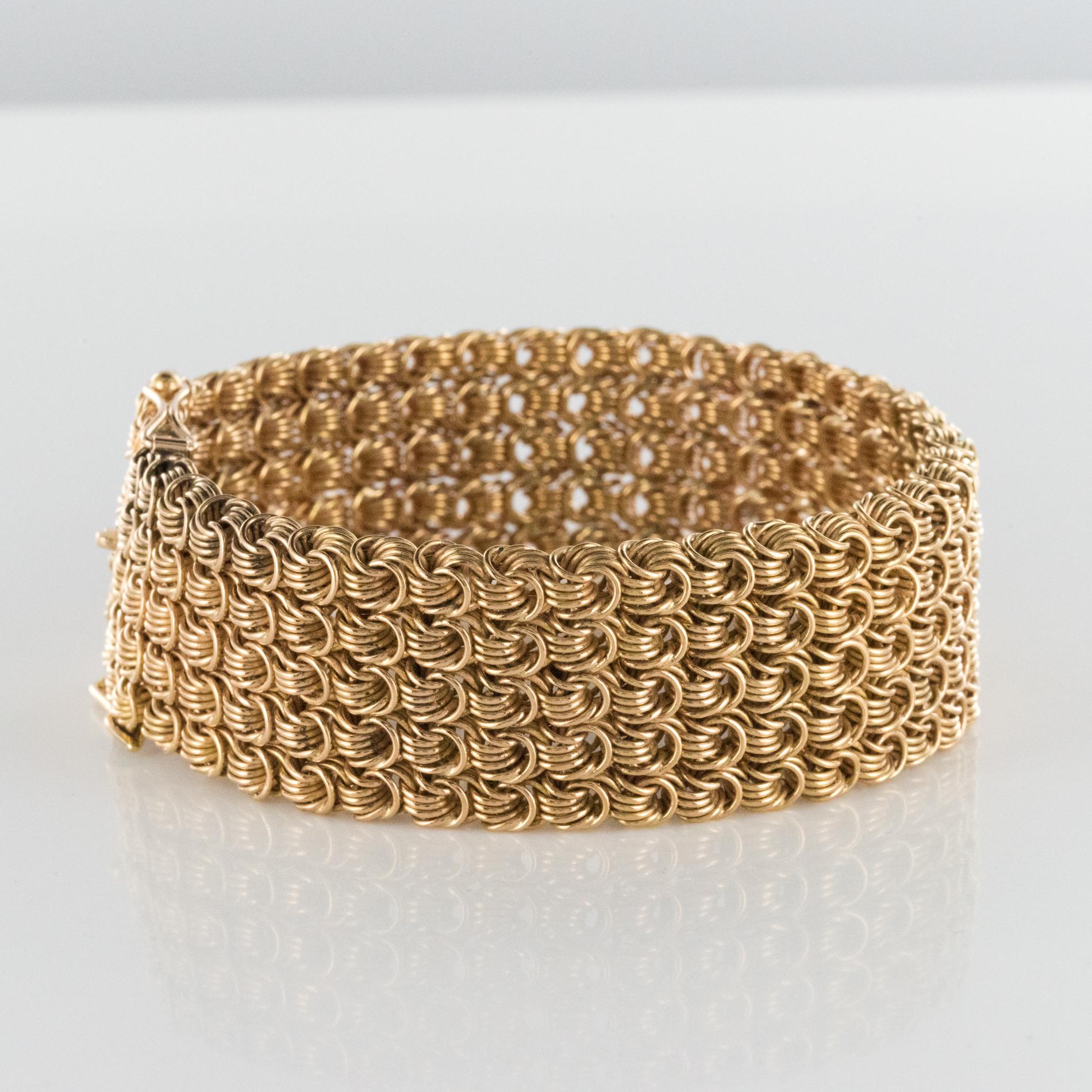 1960s 18 Karat Rose Gold Openwork Woven Mesh Bracelet 2