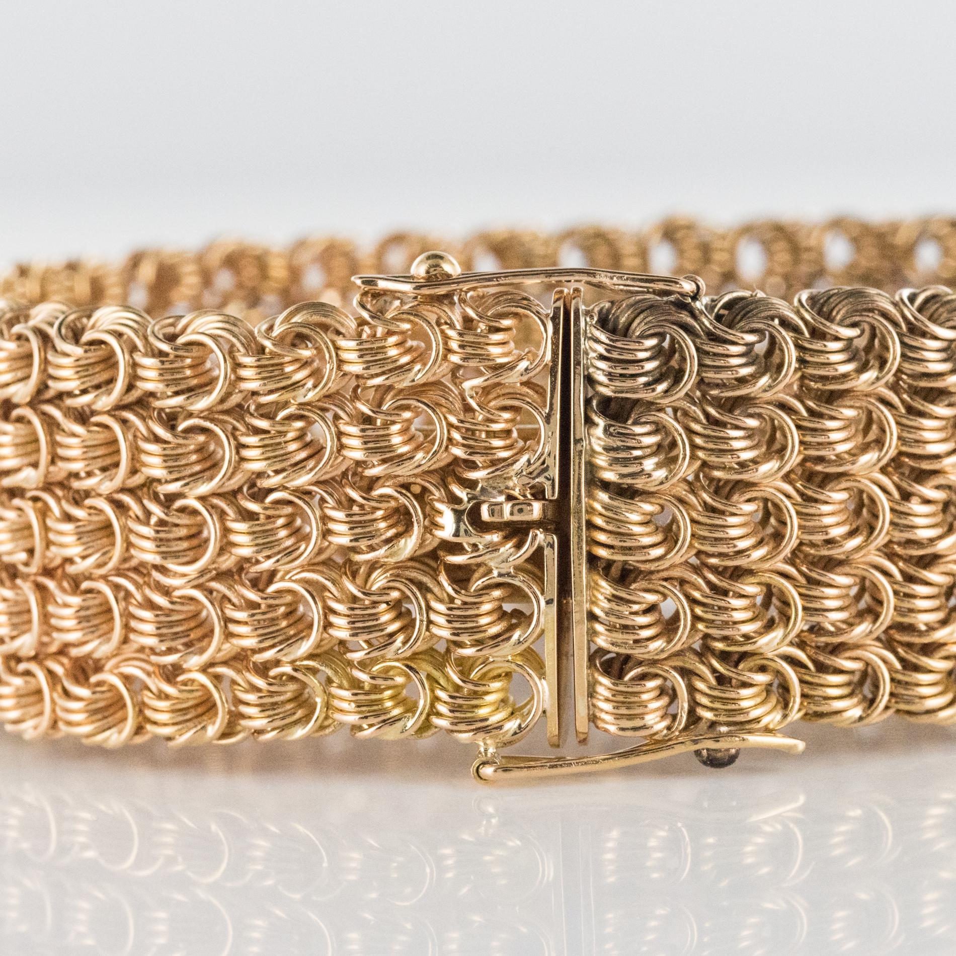 1960s 18 Karat Rose Gold Openwork Woven Mesh Bracelet 3