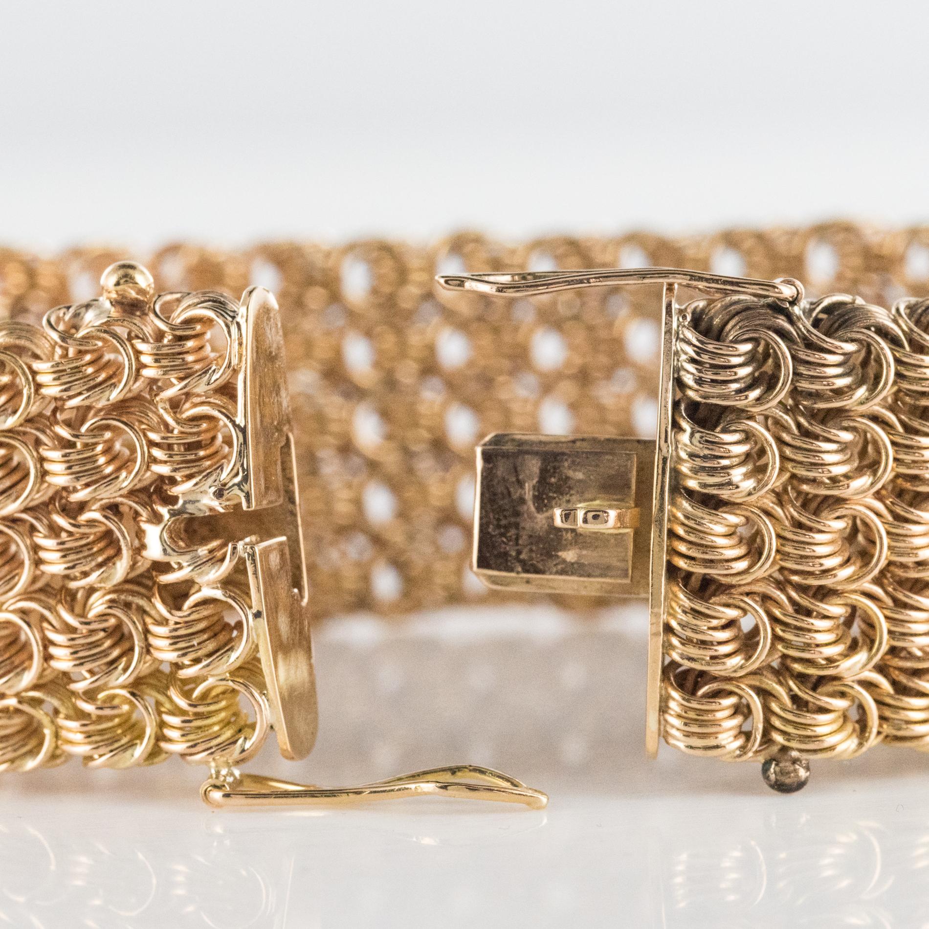 1960s 18 Karat Rose Gold Openwork Woven Mesh Bracelet 4