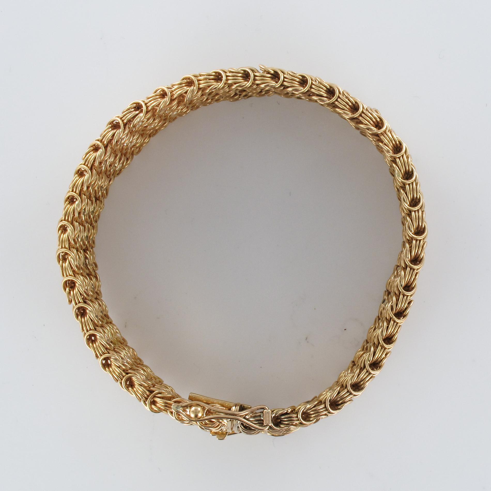 1960s 18 Karat Rose Gold Openwork Woven Mesh Bracelet 7