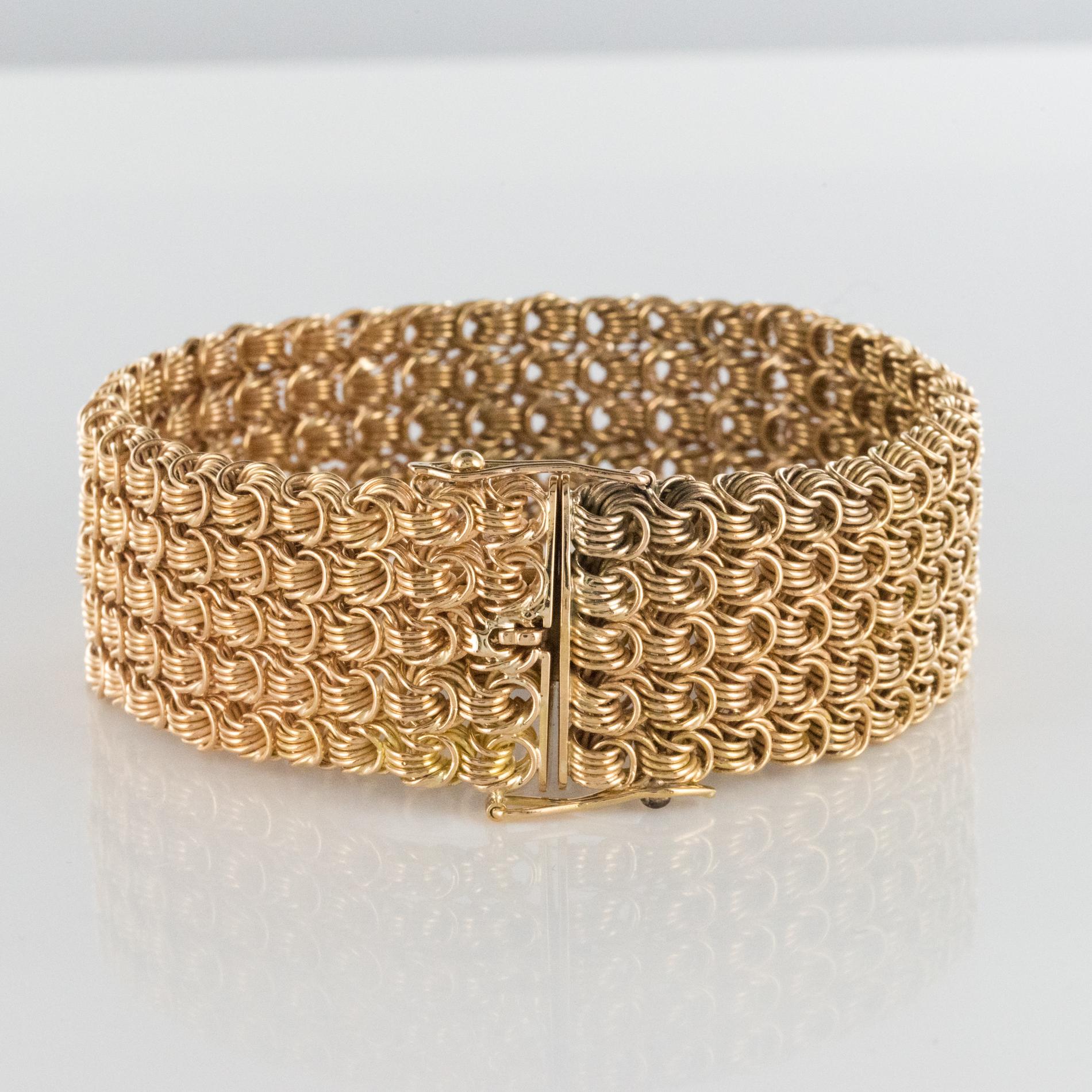 Women's 1960s 18 Karat Rose Gold Openwork Woven Mesh Bracelet