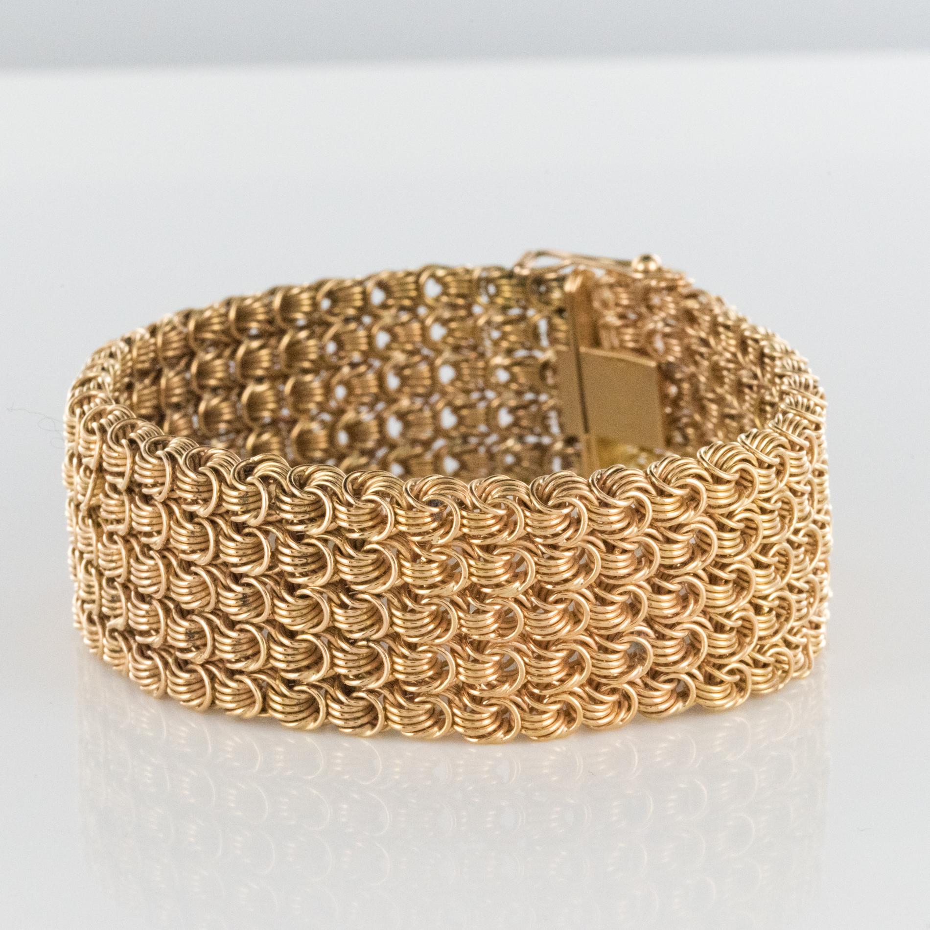 1960s 18 Karat Rose Gold Openwork Woven Mesh Bracelet 1
