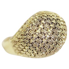 1960s 18ct Gold Mesh Dome Dress Ring Cocktail Ring