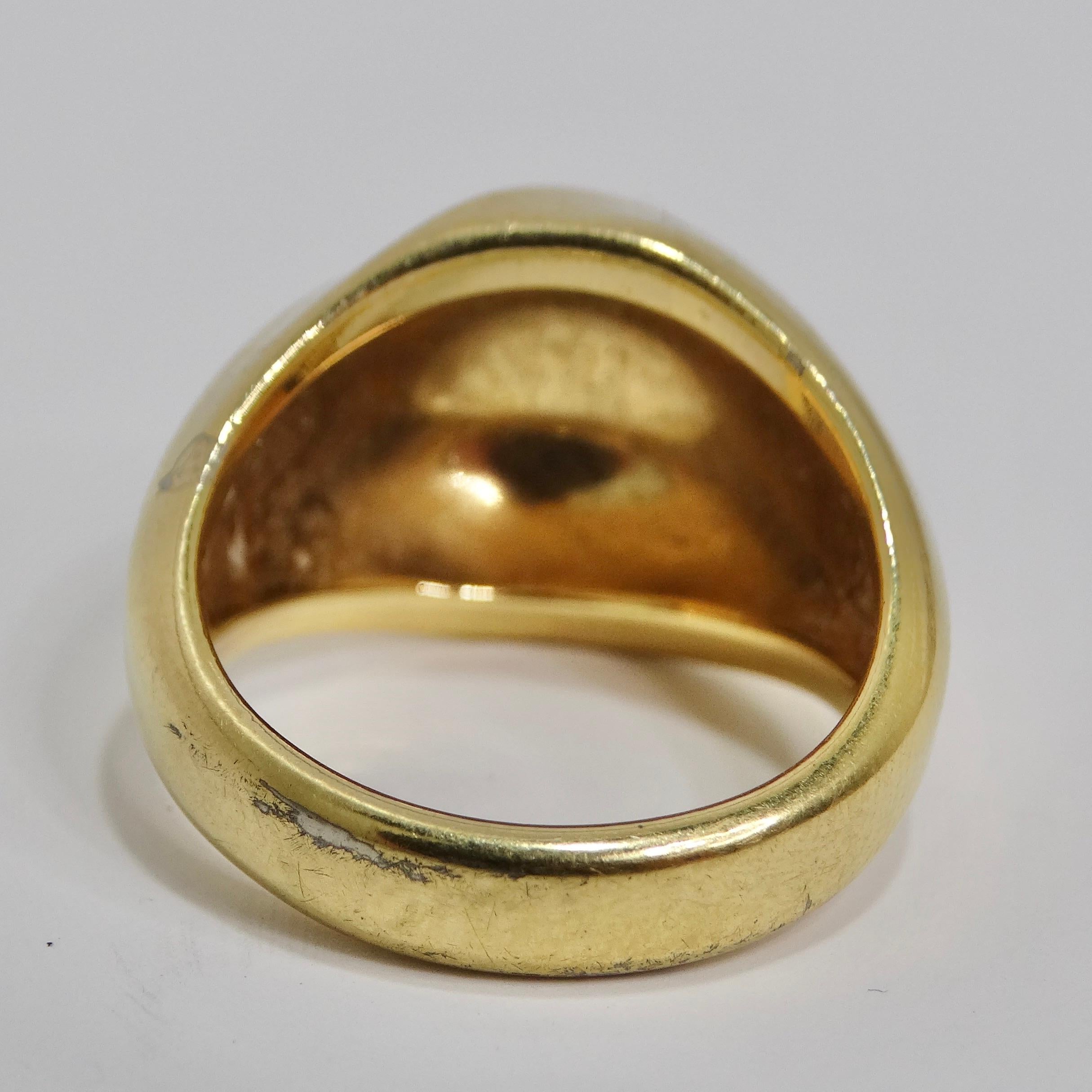 Women's or Men's 1960s 18K Gold Plated Dome Ring For Sale