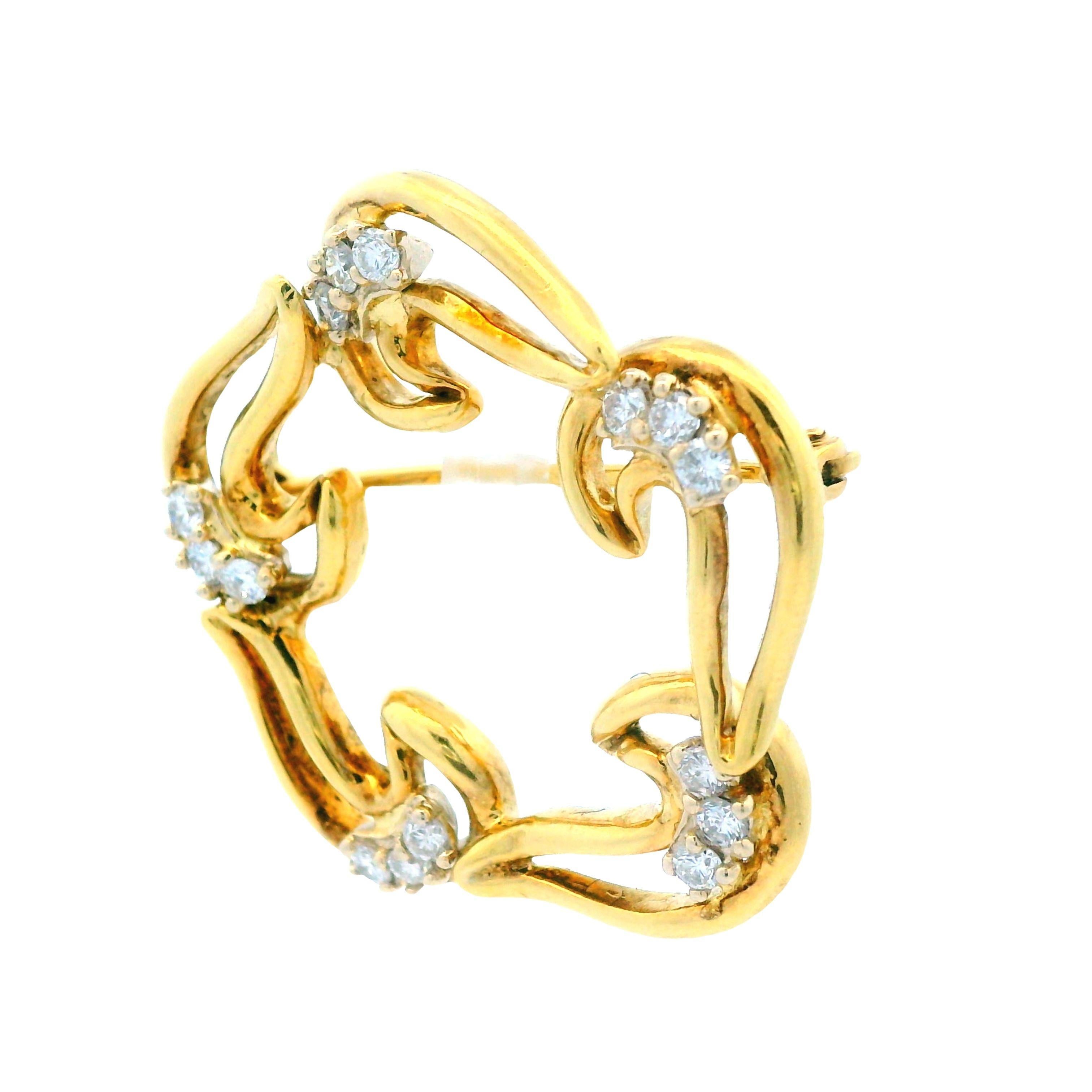 1960s 18k Yellow Gold and Diamond Pin In Good Condition In Lexington, KY