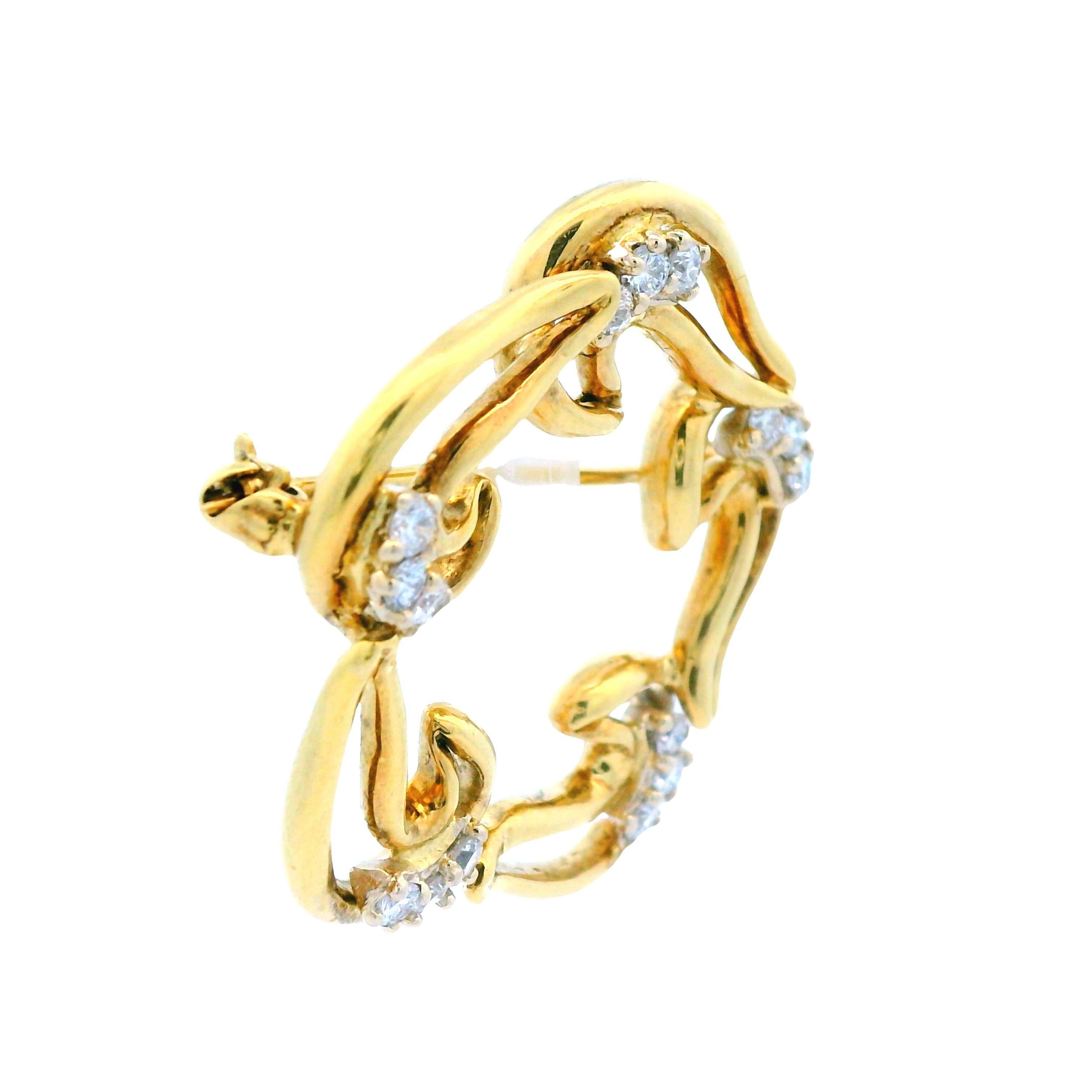 1960s 18k Yellow Gold and Diamond Pin 2