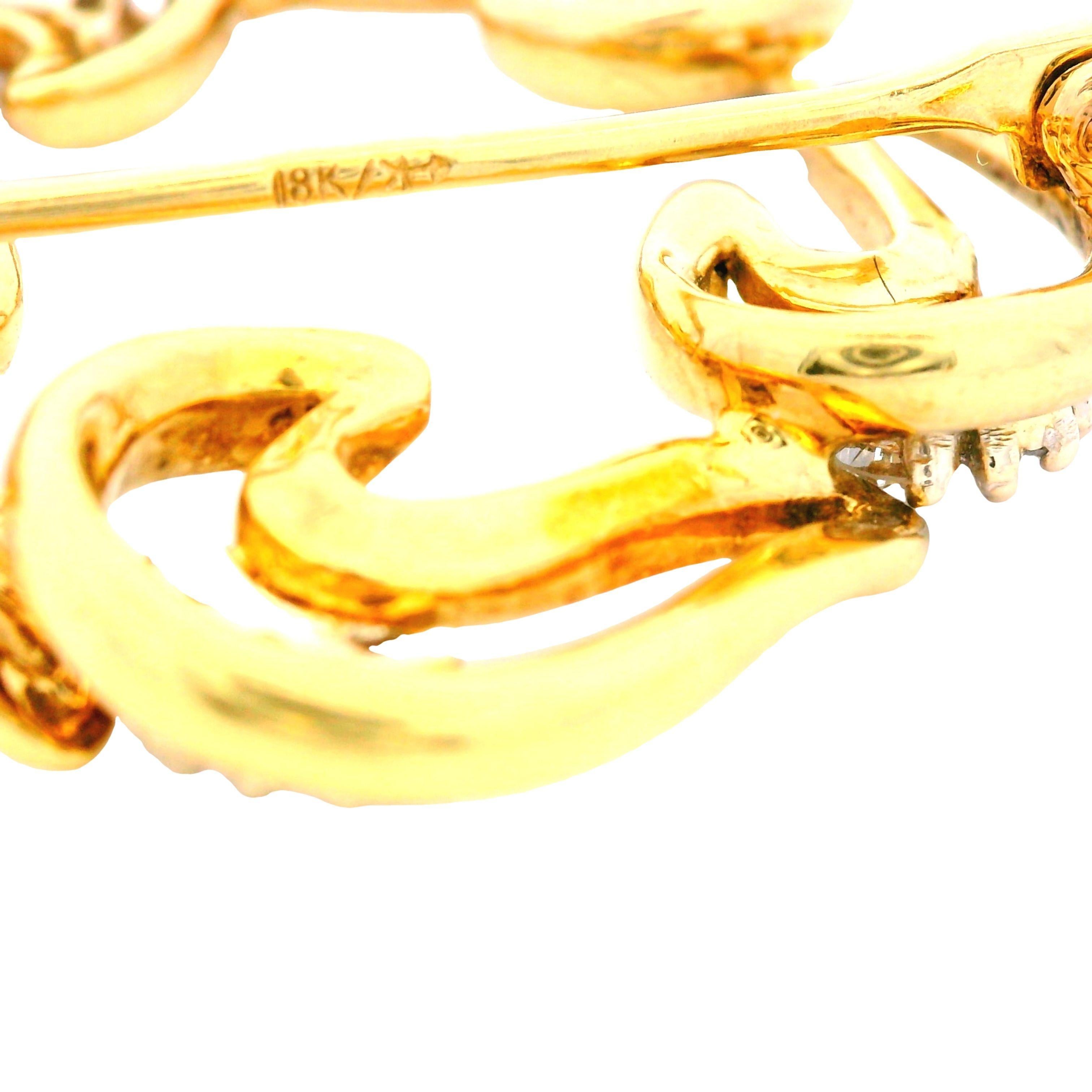 1960s 18k Yellow Gold and Diamond Pin 3