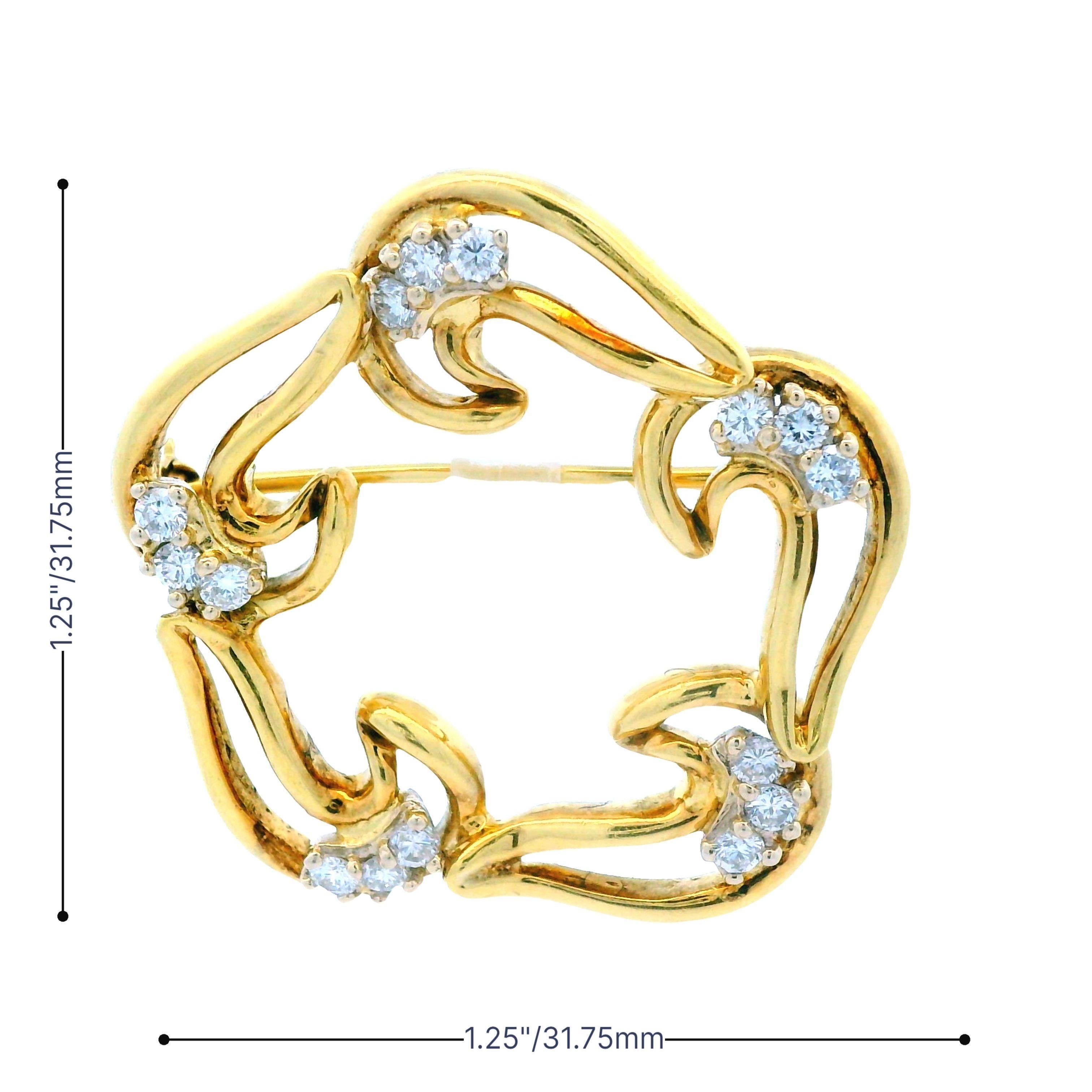 1960s 18k Yellow Gold and Diamond Pin 4