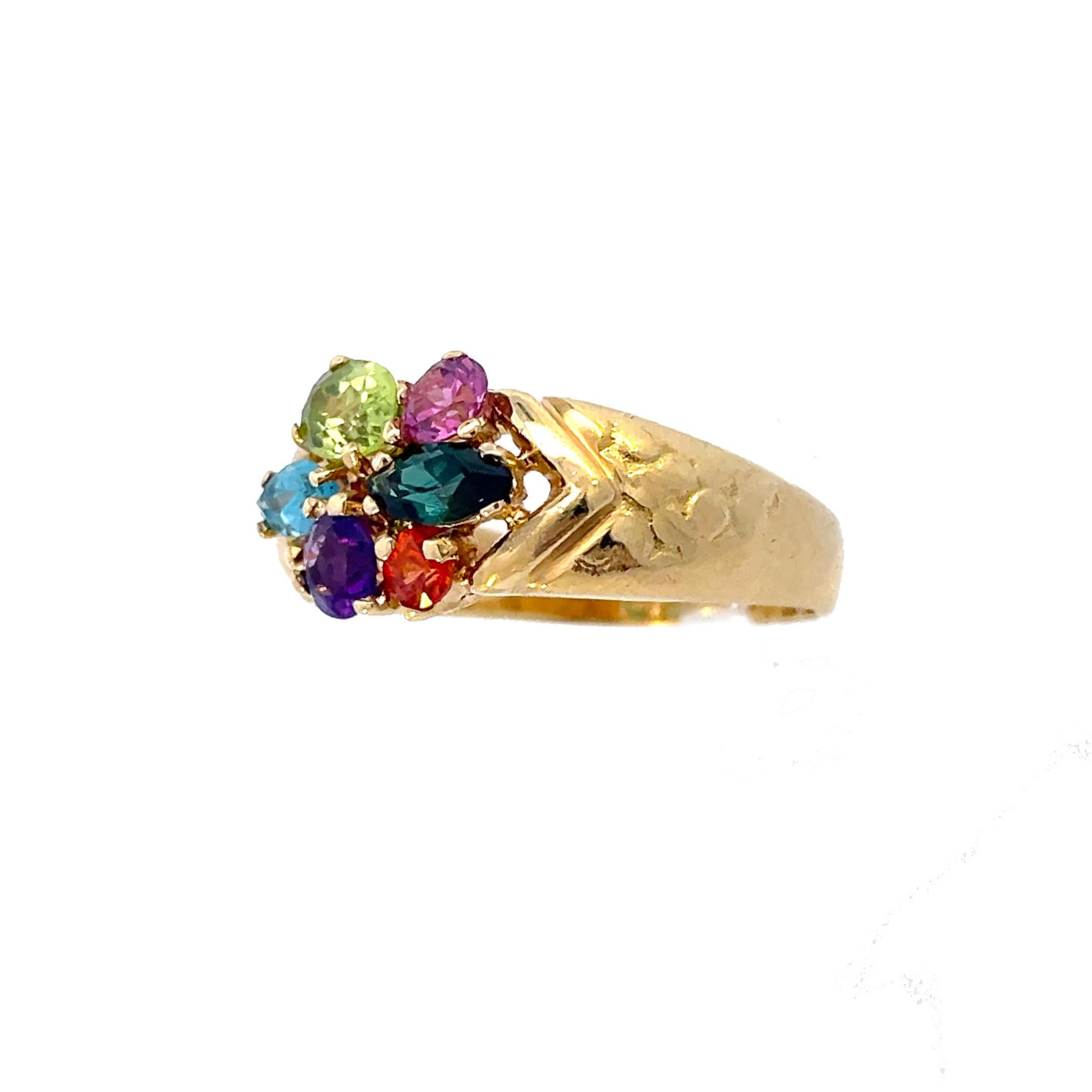 Round Cut 1960s 18K Yellow Gold H. Stern Multi-Stone Ring For Sale