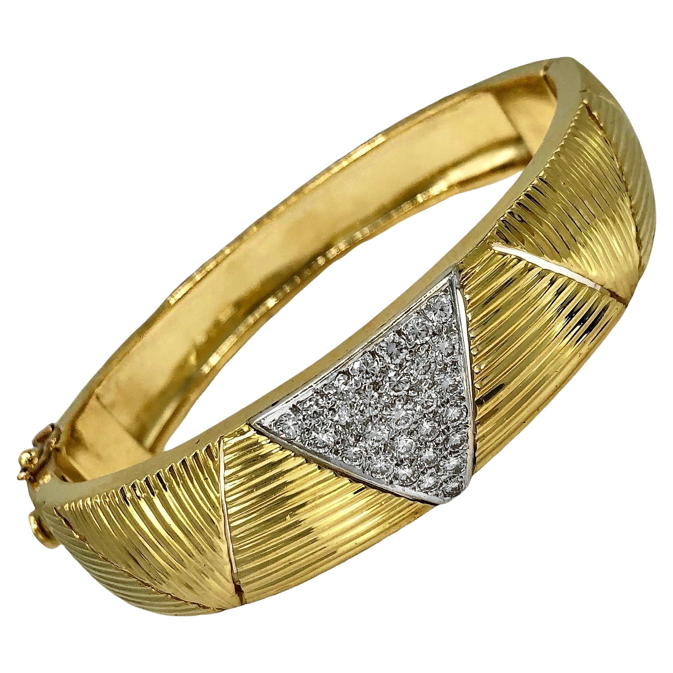 Donne coreano 18K Oro giallo riempito Hollow Weave Bracciale Bangle gioielli 60mm 